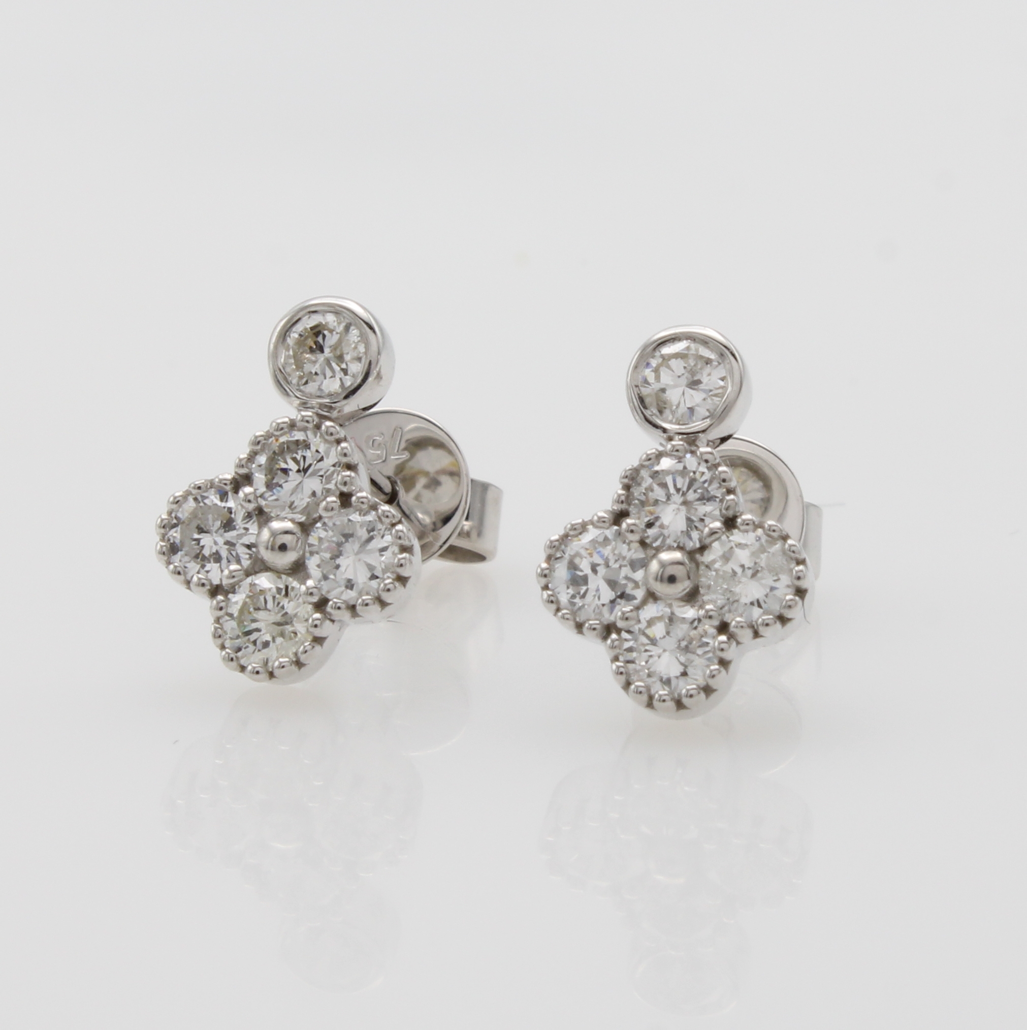 Image 27088576 - Paar Ohrstecker mit Brillanten, WG 750/000, 10 Brill. zus. ca. 0.72 ct Weiß/vs ...