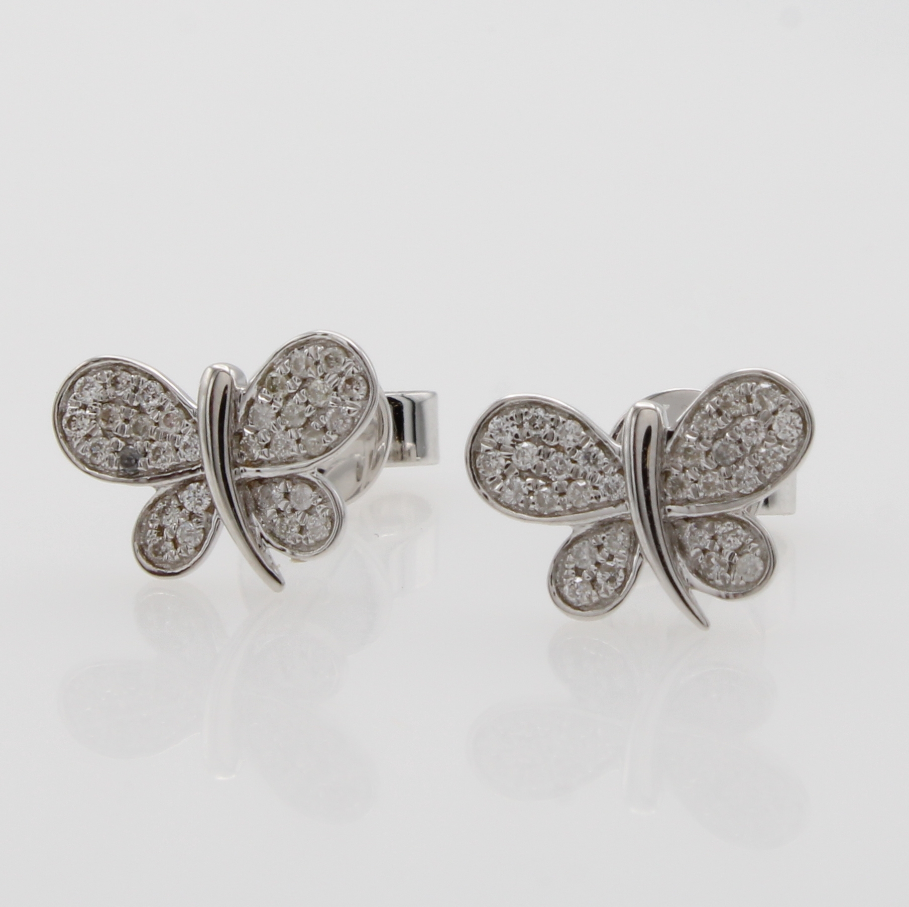 Image 27088578 - Paar Ohrstecker ´Schmetterlinge´ mit Brillanten , WG 585/000, 60 Brill. zus. ca. 0.16 ct ...