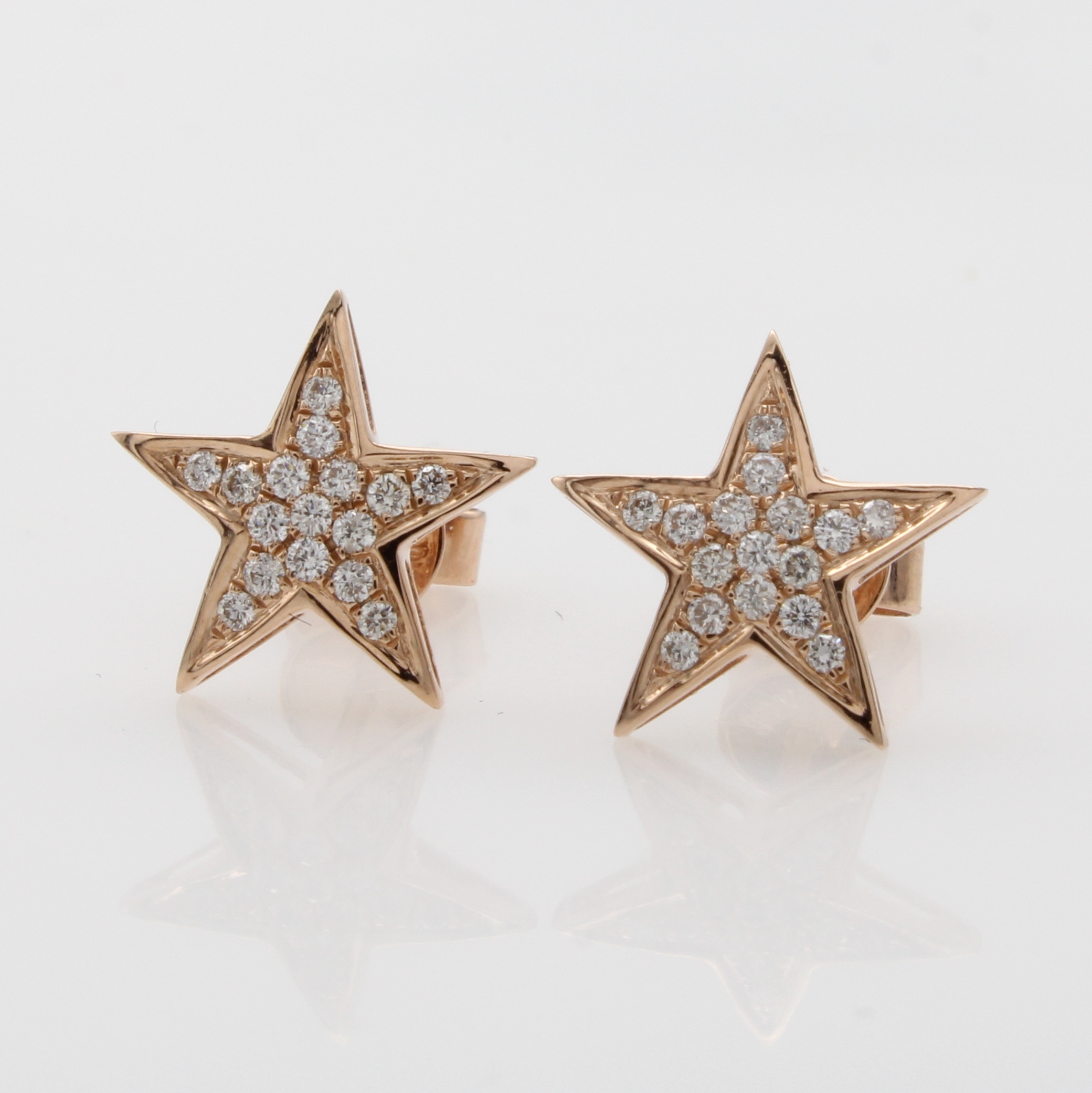 Image 27088579 - Paar Ohrstecker ´Sterne´ mit Brillanten, RoséG 585/000, 32 Brill. zus. ca. 0.23 ct ...