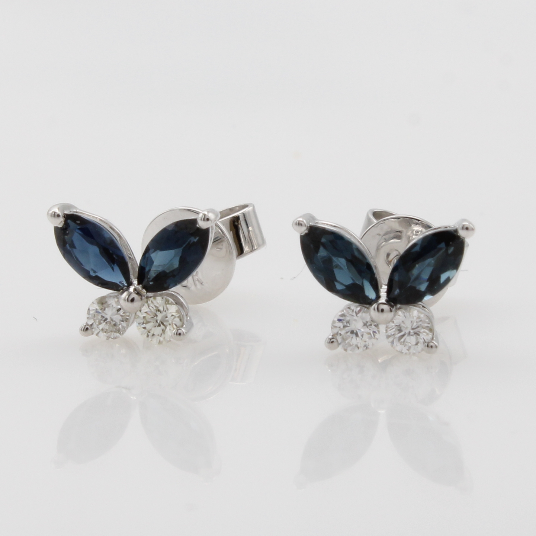 Image 27088580 - Paar Ohrstecker mit Brillanten und Turmalinen, WG 585/000, 4 Turmalinnav. zus. ca. 0.56 ...