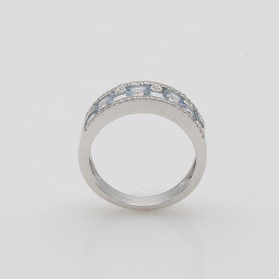 27088544a - Ring mit Aquamarinen und Brillanten, WG 585 /000, 54 Brill. zus. ca. 0.28 ct feines ...