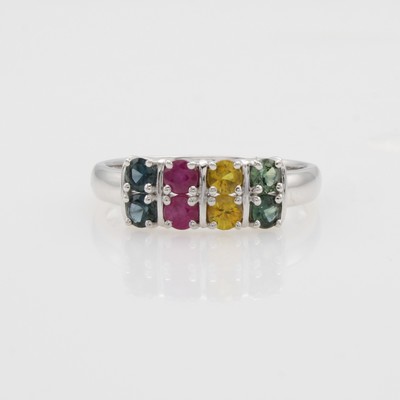 Image Ring mit Saphiren, WG 750/000, 8 bunte Saphire zus. ca. 0.96 ct, RW ca. 55 Schätzpreis: ...