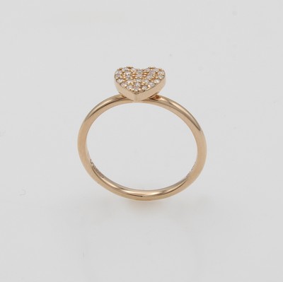 27088554a - Herzring mit Brillanten, RoséG 585/000, 25 Brill. zus. ca. 0.15 ct Weiß/si-p, RW ca. ...