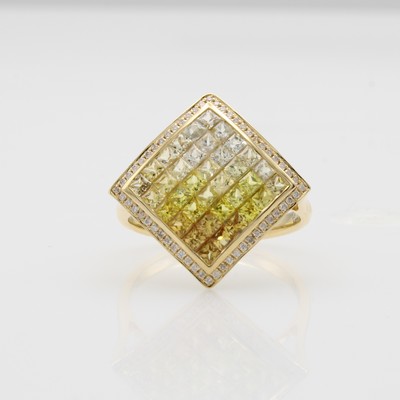 Image Ring mit Saphiren und Brillanten, GG 585/000, 36 Saphircarrées in versch. Farbnuancen ...