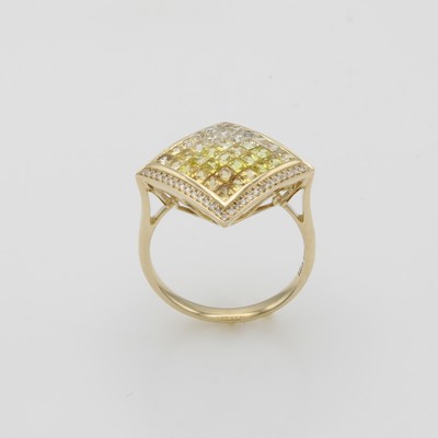 27088558a - Ring mit Saphiren und Brillanten, GG 585/000, 36 Saphircarrées in versch. Farbnuancen ...