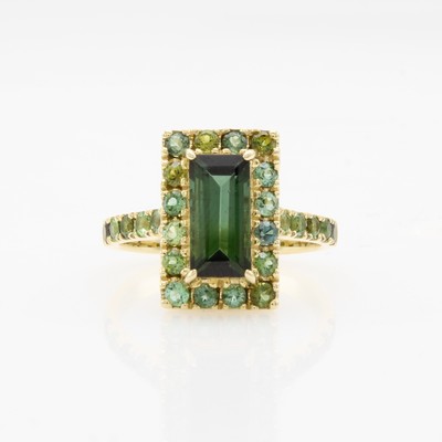 Image Ring mit Turmalinen, GG 585/000, Mittelsteinca. 1.88 ct, 26 Turmaline zus. ca. 0.95 ct, ...