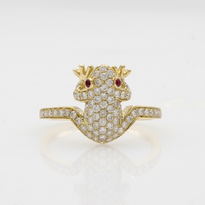 Image Ring ´Frosch´ mit Brillanten und Rubinen, GG585/000, 81 Brill. zus. ca. 0.66 ct feines ...