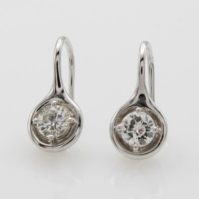 Image Paar Ohrgehänge mit Brillanten, WG 750/000, 2 Brill. zus. ca. 0.64 ct feines Weiß /vs ...