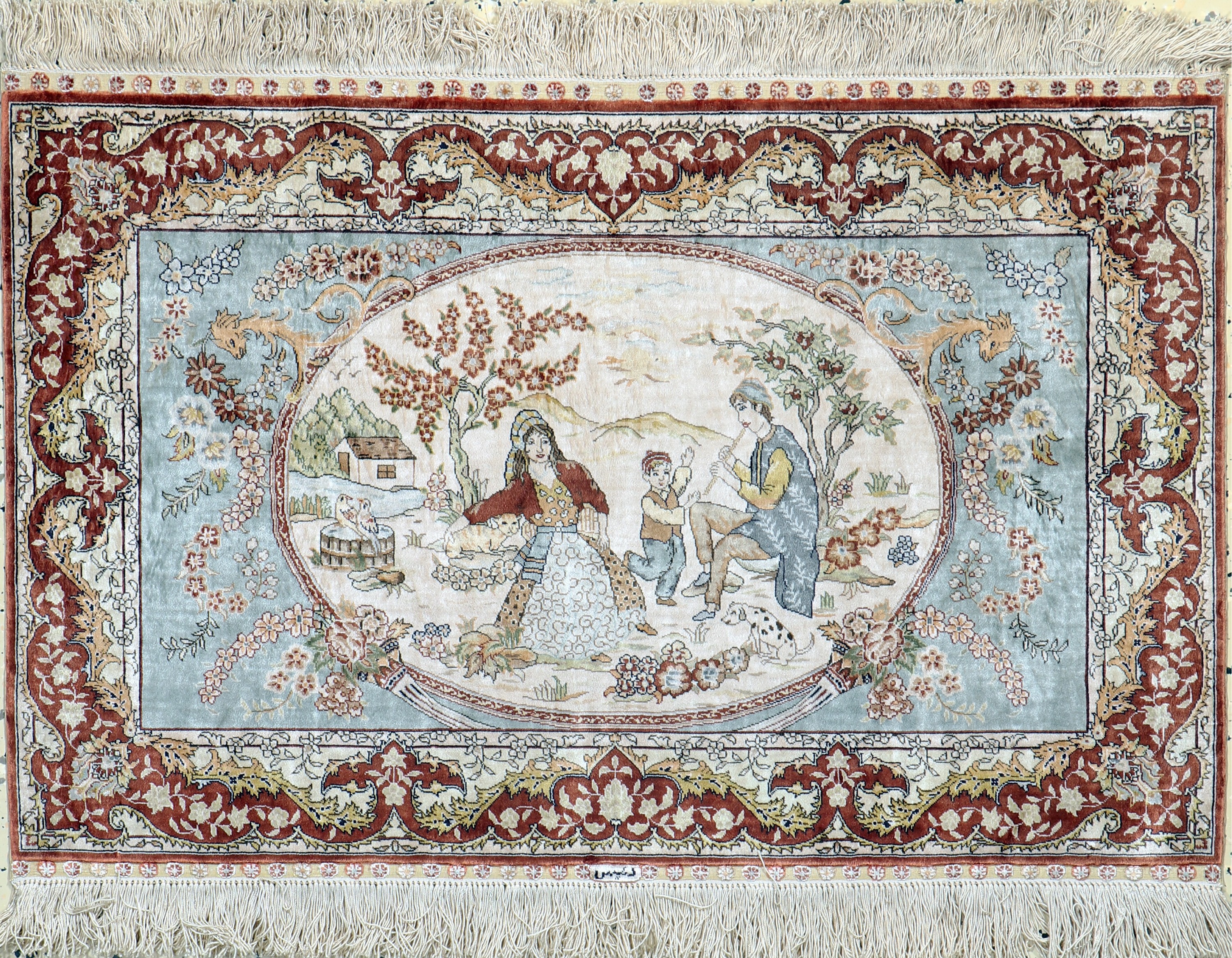 Image 27088637 - Hereke fein, China, Ende 20.Jhd., reine Naturseide, ca. 93 x 62 cm, ca. 1,0 Mio. Kn/qm, ...