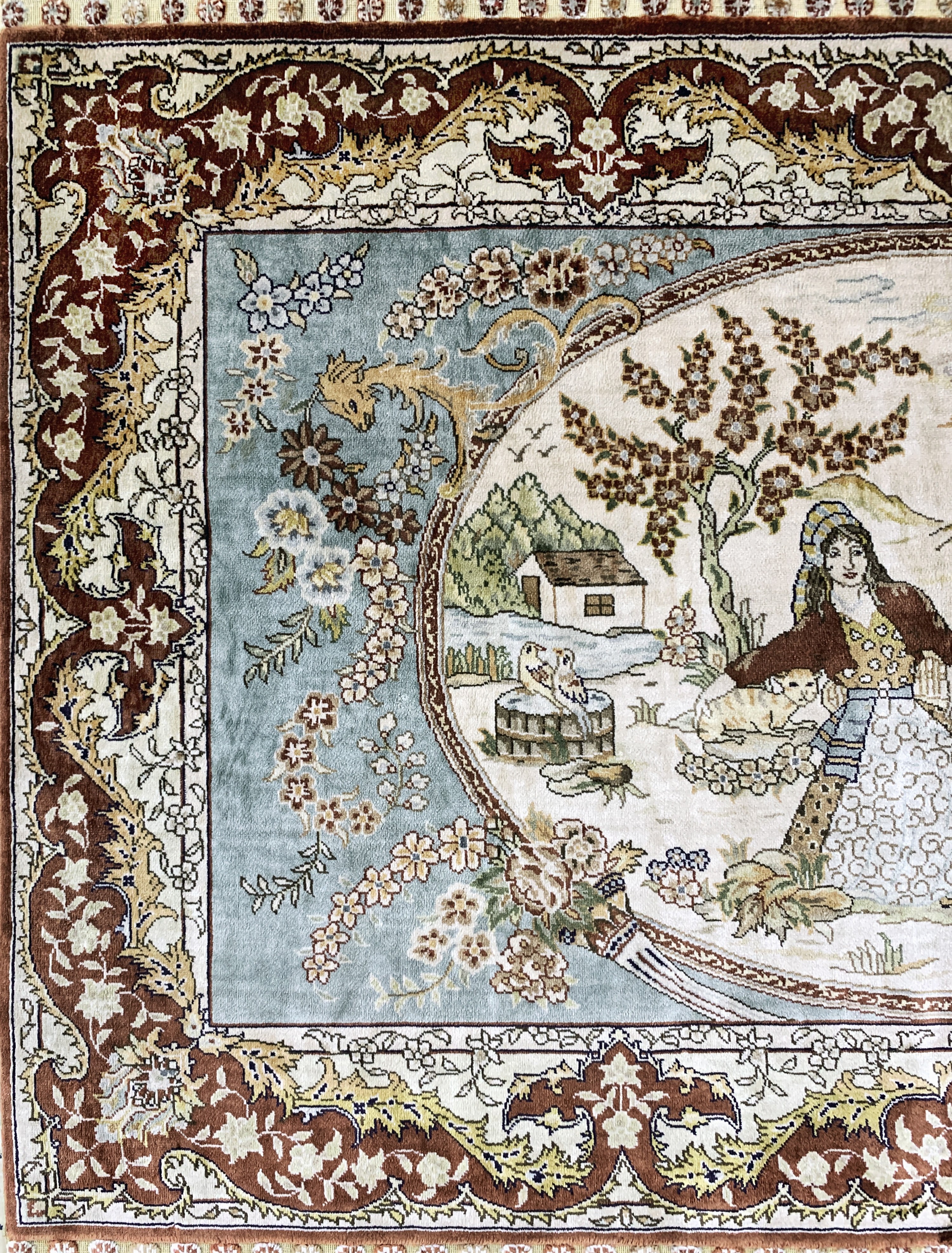 Detail b: Hereke fein, China, Ende 20.Jhd., reine Naturseide, ca. 93 x 62 cm, ca. 1,0 Mio. Kn/qm, EHZ: 1-2