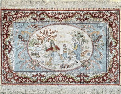 Image Hereke fein, China, Ende 20.Jhd., reine Naturseide, ca. 93 x 62 cm, ca. 1,0 Mio. Kn/qm, ...