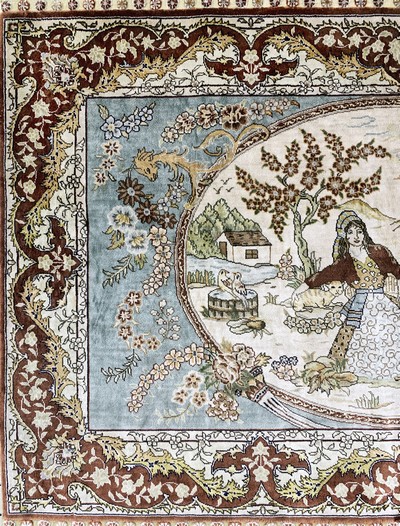 27088637b - Hereke fein, China, Ende 20.Jhd., reine Naturseide, ca. 93 x 62 cm, ca. 1,0 Mio. Kn/qm, ...