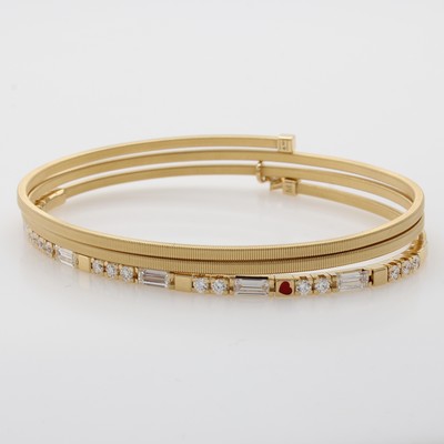 27088638b - Wellendorff Armreif ´Baguette-Zauber´ mit Diamanten und Brillanten, GG 750/000, 23 ...