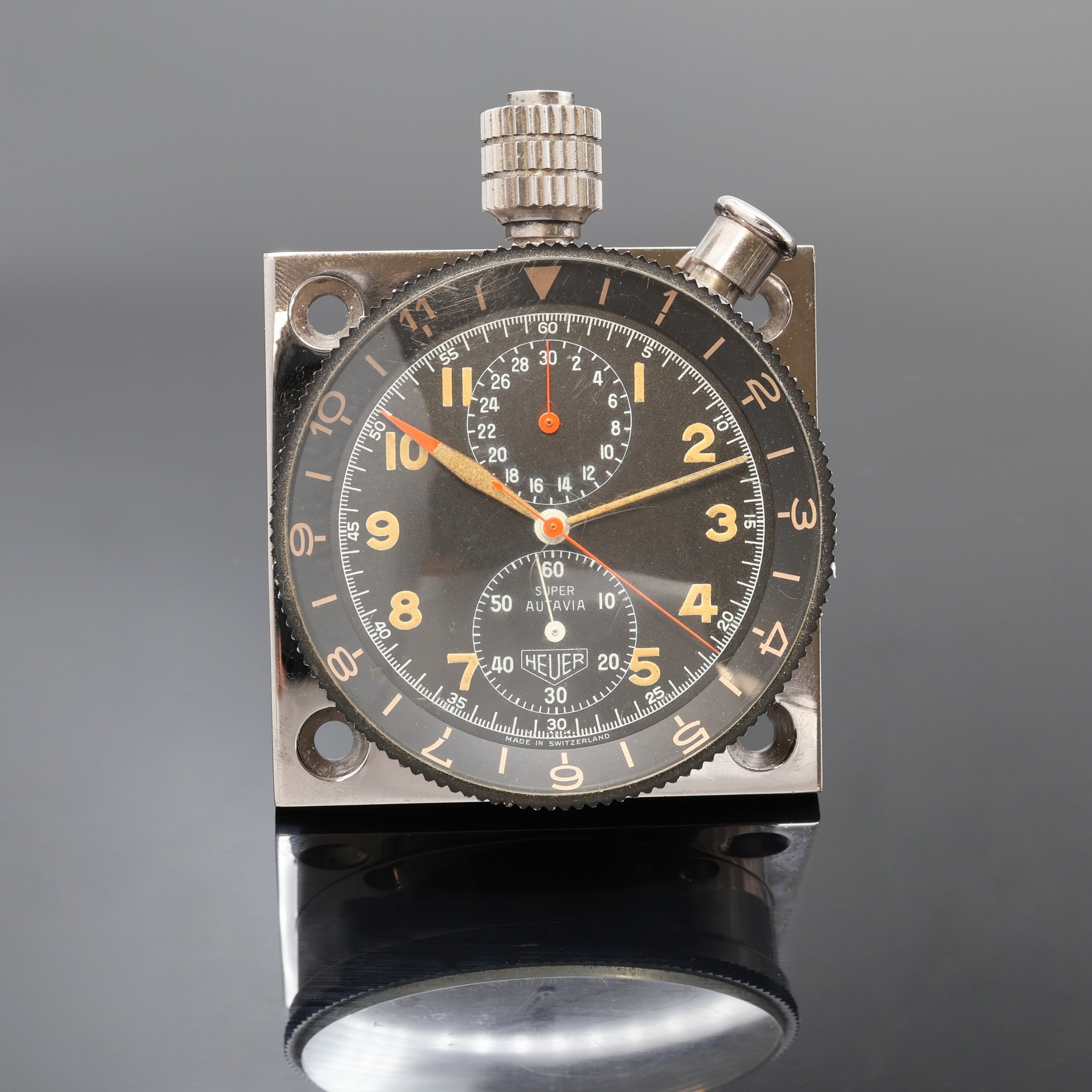 Image 27088766 - ED HEUER & Co Super-Autavia Rally-Einbauuhr mit Chronograph, Schweiz um 1965, verchr. ...