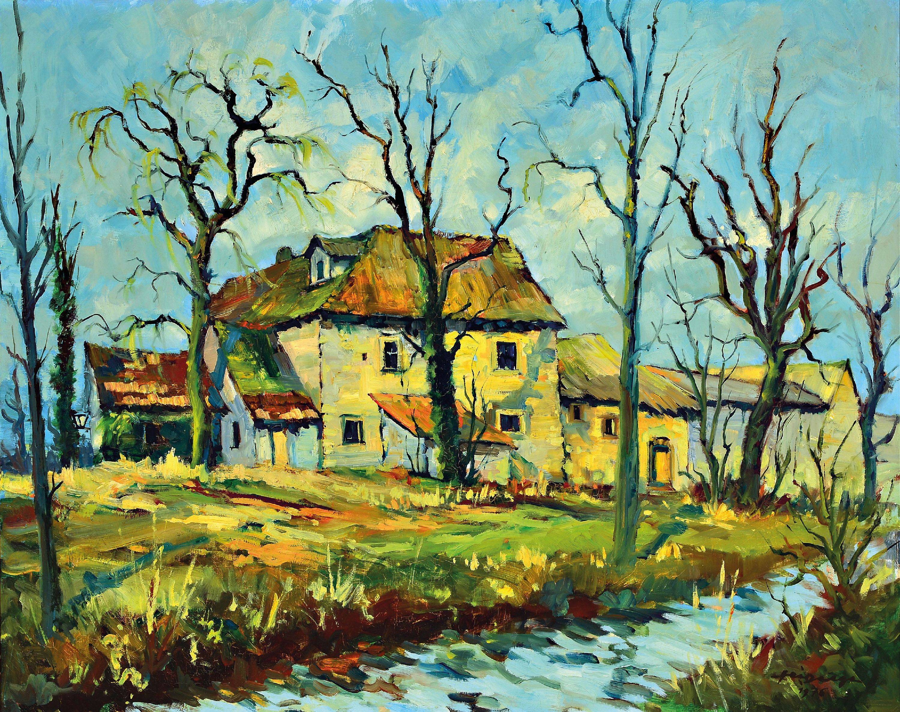 Image 27088773 - Heiner Deege, 1920-2007 Haßloch, Pfalzmühle im Vorfrühling, rückseitig so betitelt, ...