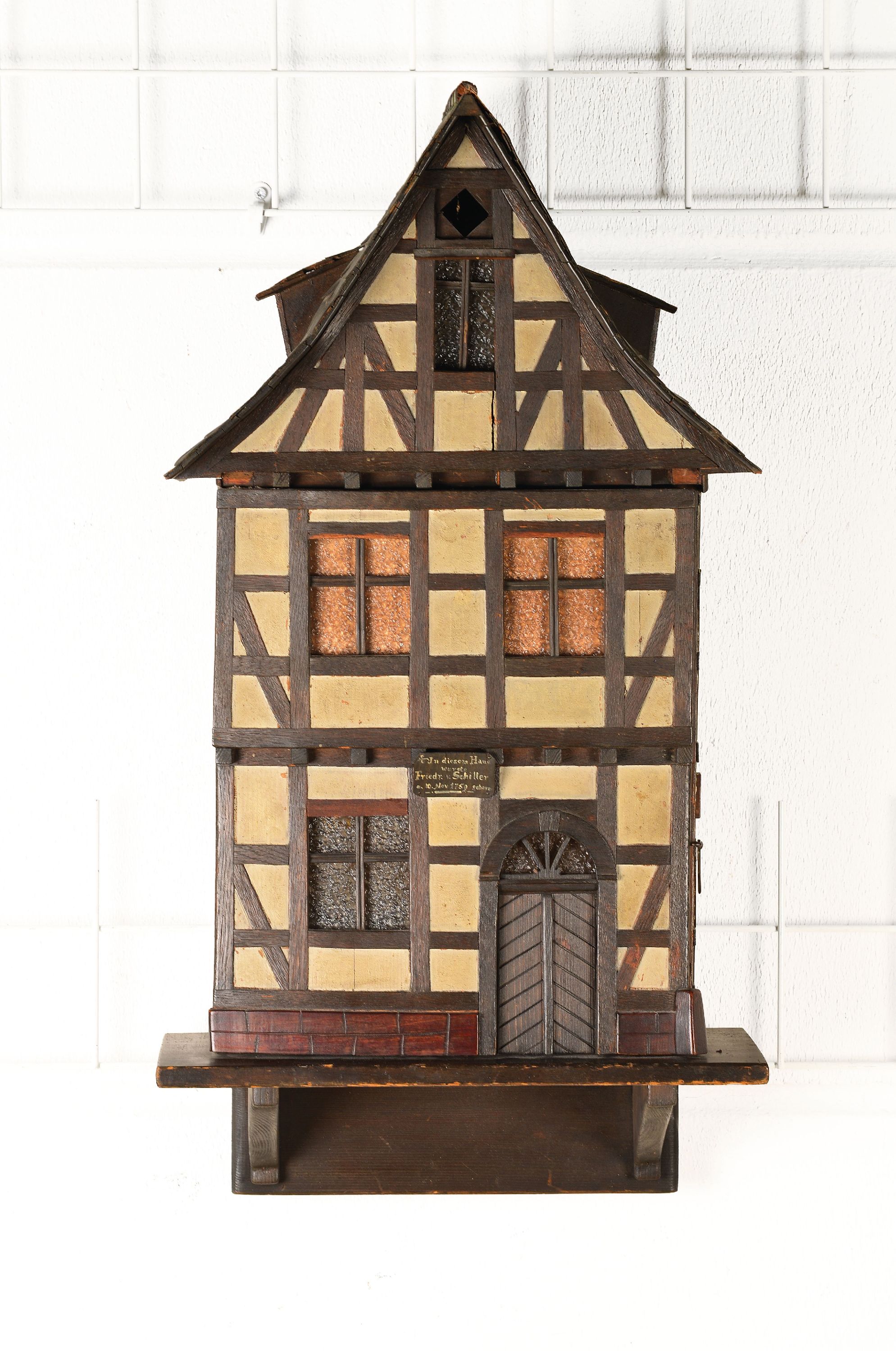 Image 27088788 - Wandschränkchen in Form des Schillerhauses in Marbach am Neckar, um 1900-1910, Holz ...
