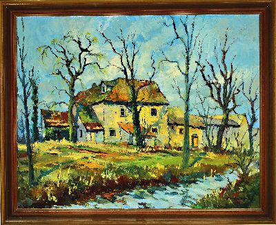 27088773k - Heiner Deege, 1920-2007 Haßloch, Pfalzmühle im Vorfrühling, rückseitig so betitelt, ...