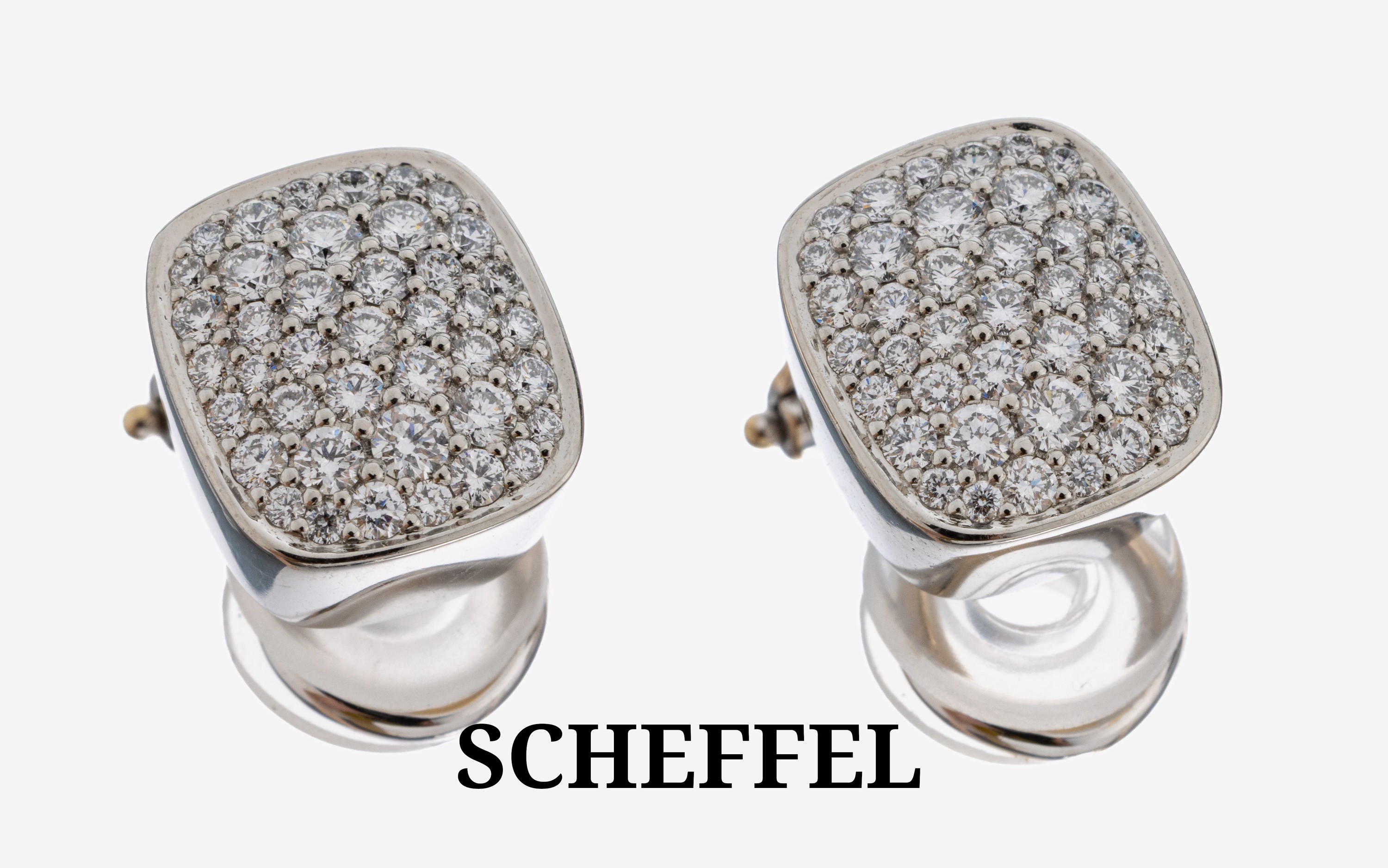 Image 27088890 - Paar Platin SCHEFFEL Brillant-Ohrclips, Pt 950/000, 80 Brillanten zus. ca. 1.72 ct ...