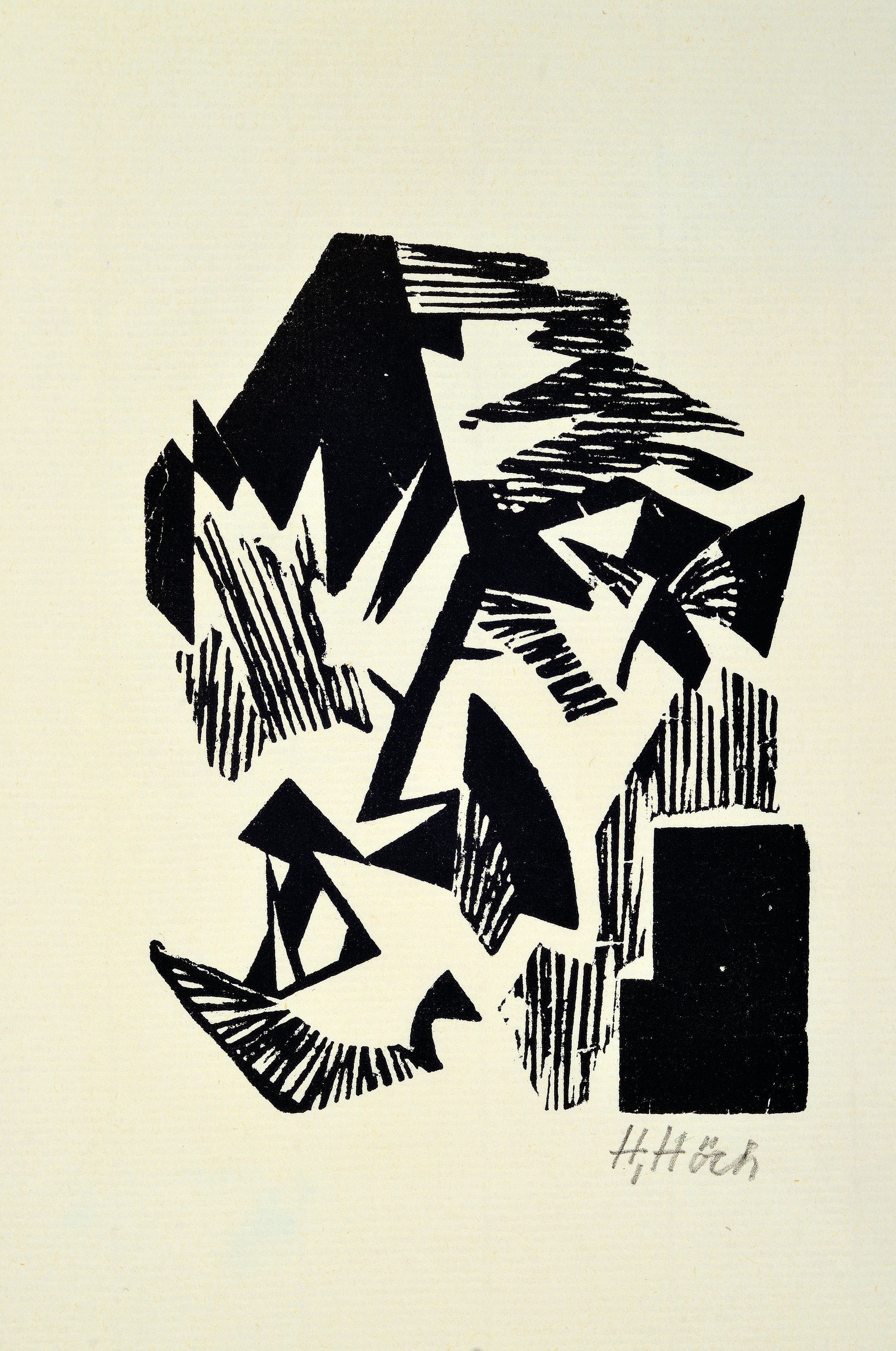 Image 27089091 - Hannah Höch, 1889-1978, Linolschnitt, ´flatternde Vögel´, ca. 22x16 cm