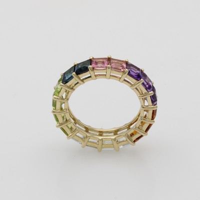 27089203a - Ring ´Rainbow´ mit Farbsteinen, GG 585/000, 4 Turmaline zus. ca. 1.39 ct, 4 Peridots ...