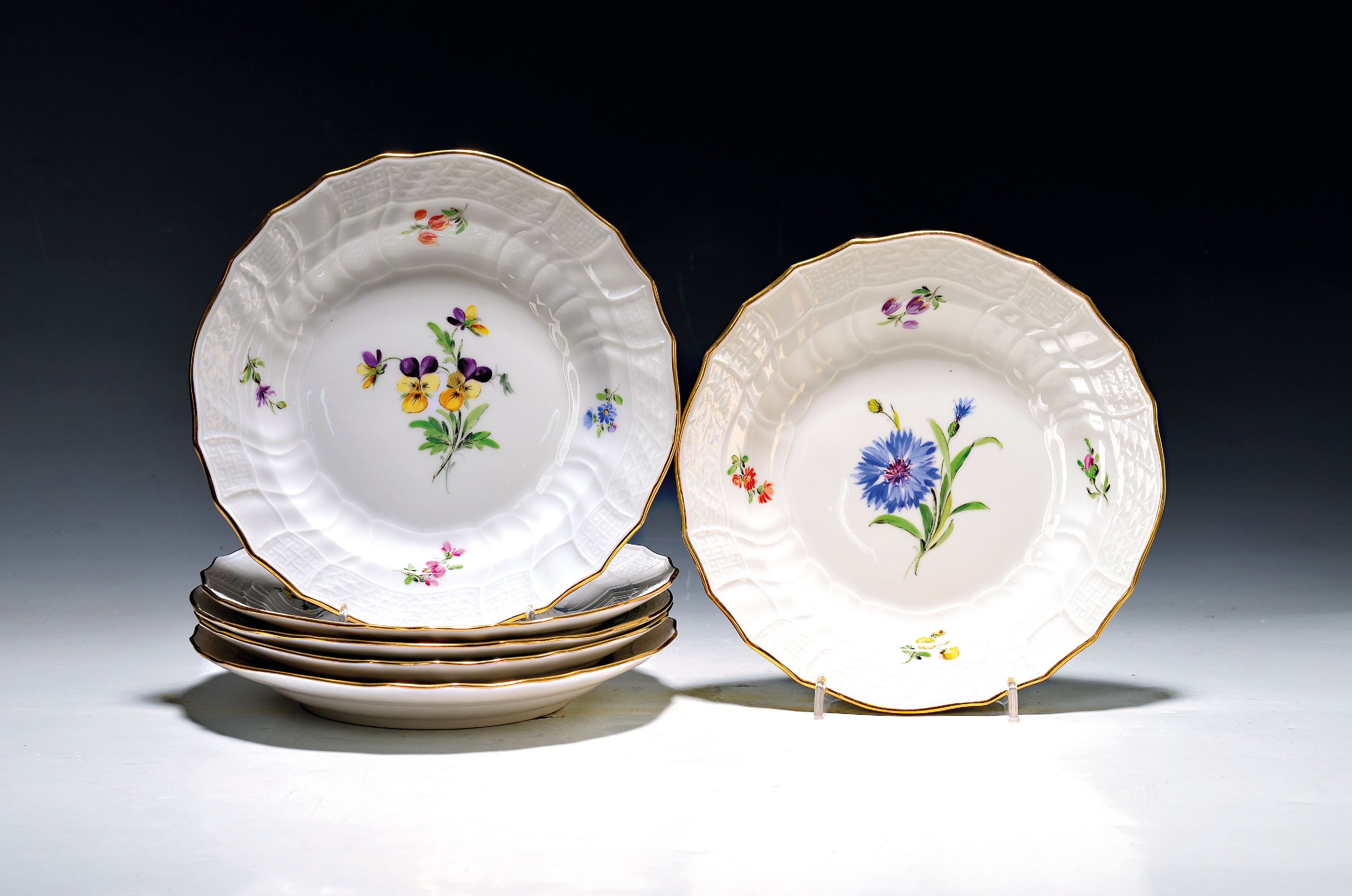 Image 27089531 - 6 Dessertteller, Meissen, Knaufschwerter, 2. Wahl, Porzellan, Neubrandenstein, ...
