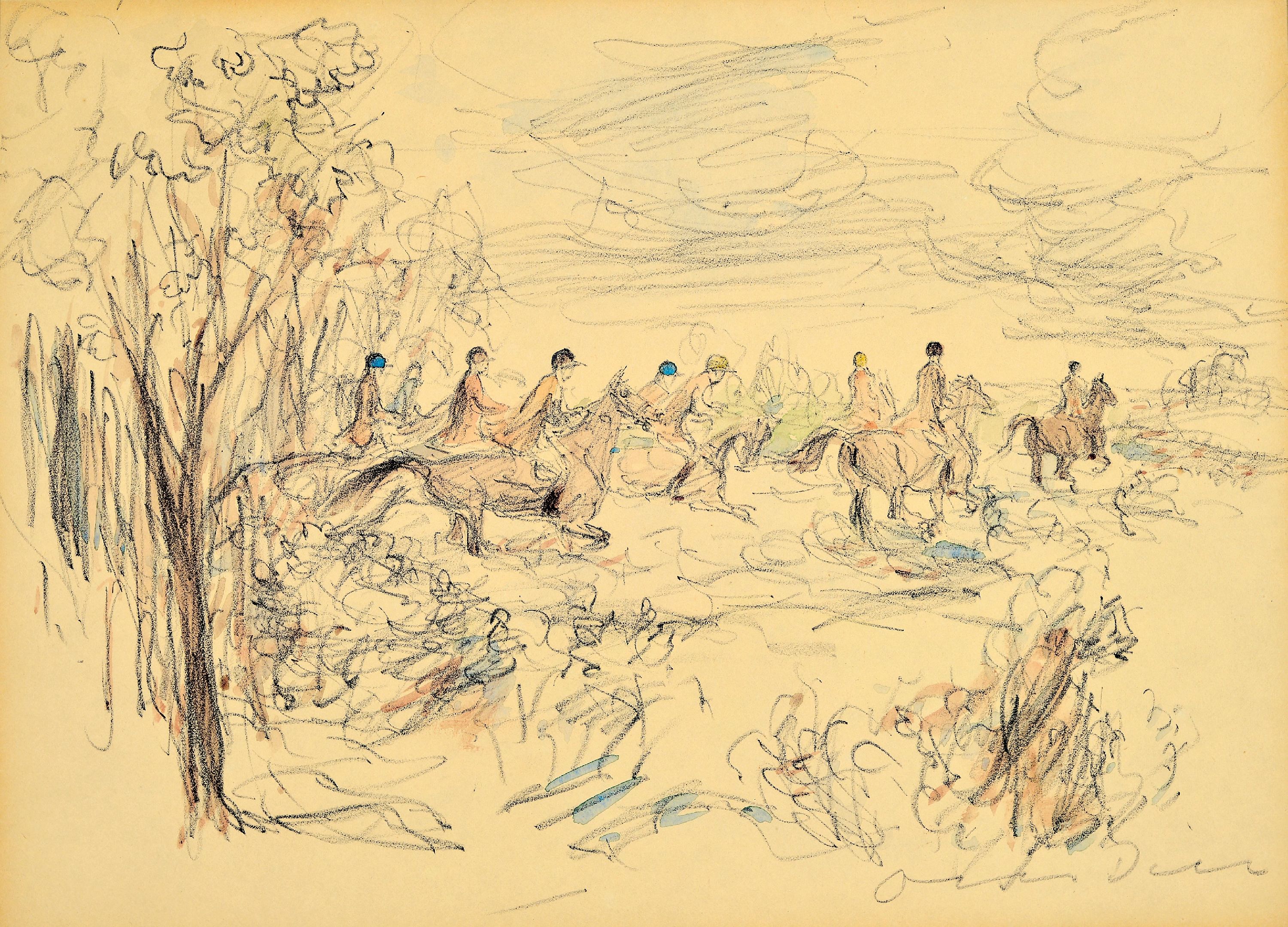 Image 27089645 - Otto Dill, 1887 Neustadt/Wstr. -1957 Bad Dürkheim, Parforcejagd, Zeichnung ...