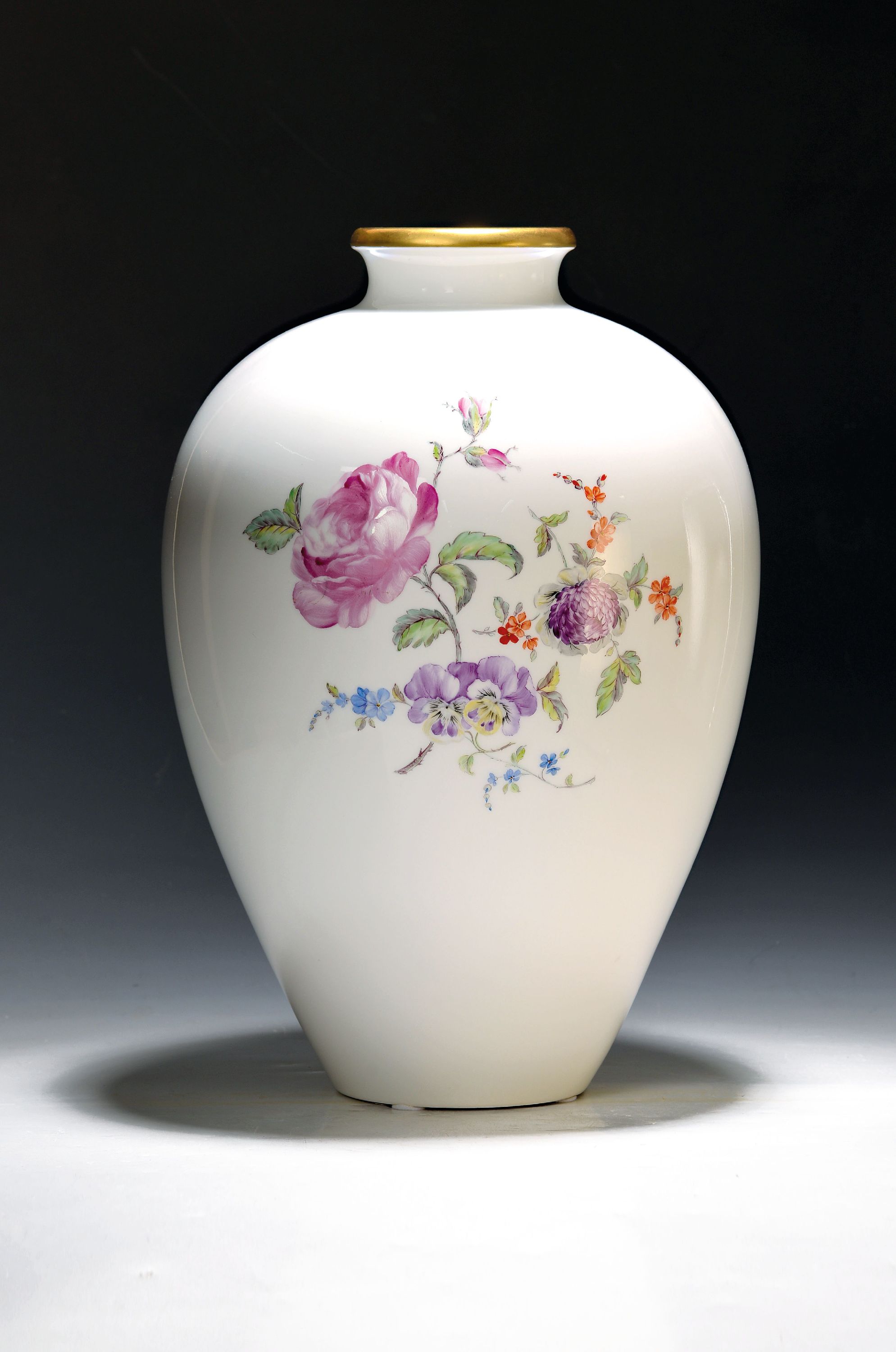Image 27089651 - Large vase/floor vase, KPM Berlin, 20th century, house painting, high-quality floral ...
