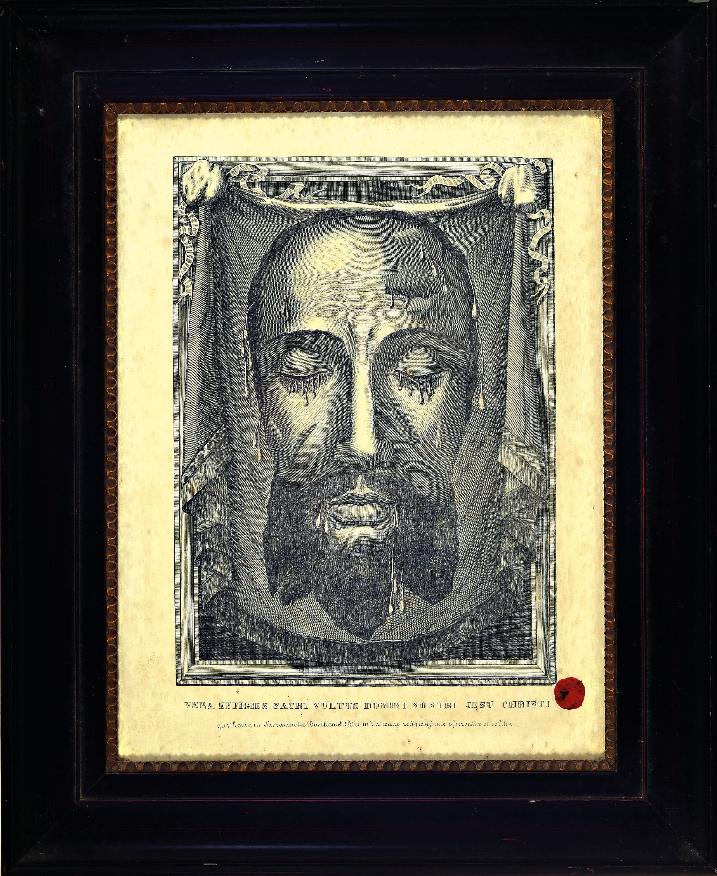 Image 27090248 - Reliquienbild Vera Icon, Rom, 1902, Radierung auf Textilträger, Stempel mit ...