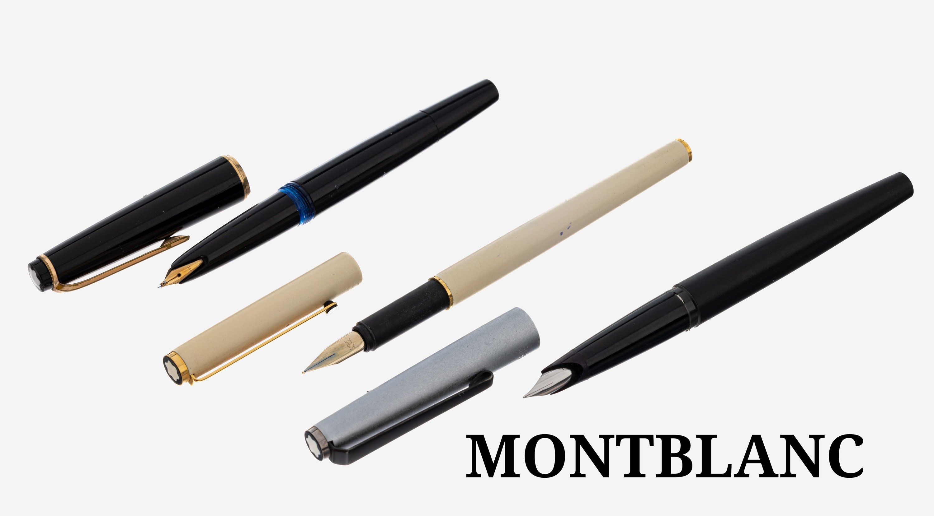 Image 27090982 - Konvolut 3 MONTBLANC Füller, 1 x cremeweißer Korpus, Monturen verg., 1 x schwarzer ...