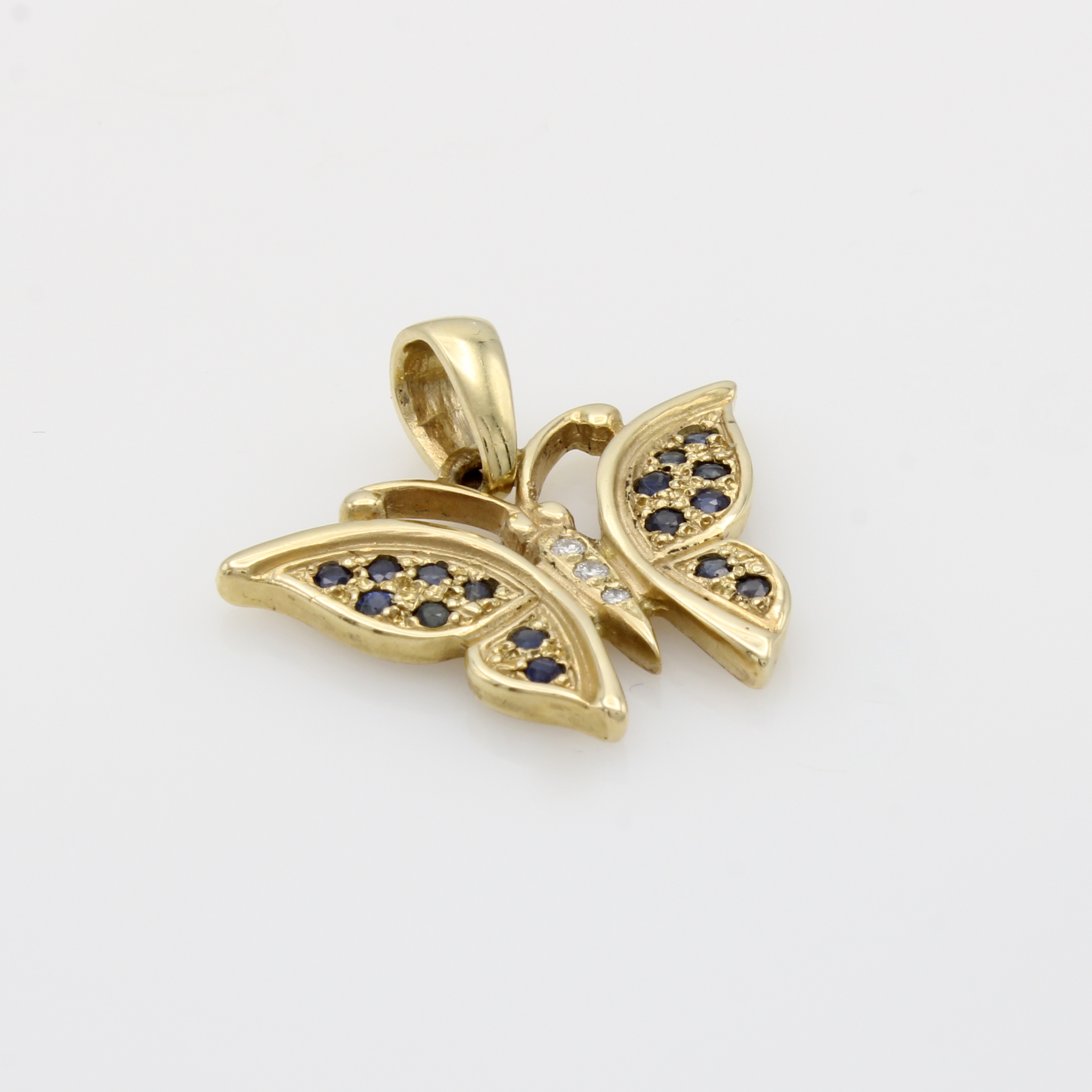Image 27090998 - Anhänger ´Schmetterling´ mit Saphiren und Brillanten, GG 585/000, Brill. zus. ca. 0.02 ...