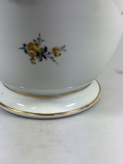 27090987f - Large potpourri vase, Fürstenberg, 20th century, porcelain, colorful floral bouquet ...