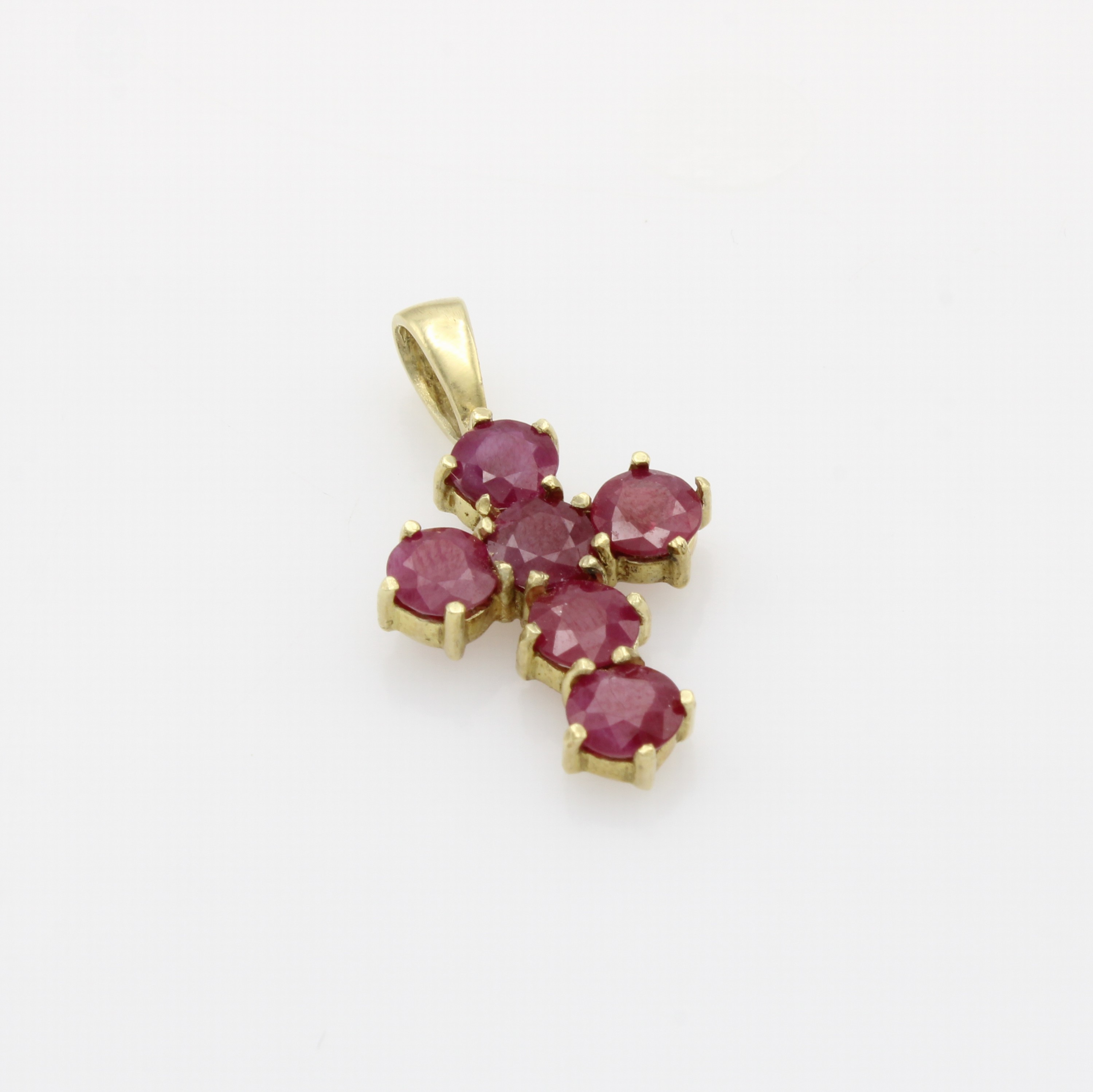 Image 27091037 - Kreuzanhänger mit Rubinen, GG 585/000, 6 Rubine in Krappenfassungen zus. ca. 4 ct ...