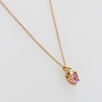 27091080a - Collier mit Saphir und Brillant, RG 750/000,fac., pinkfarb. Saphir ca. 0.50 ct, 1 Brill. ...