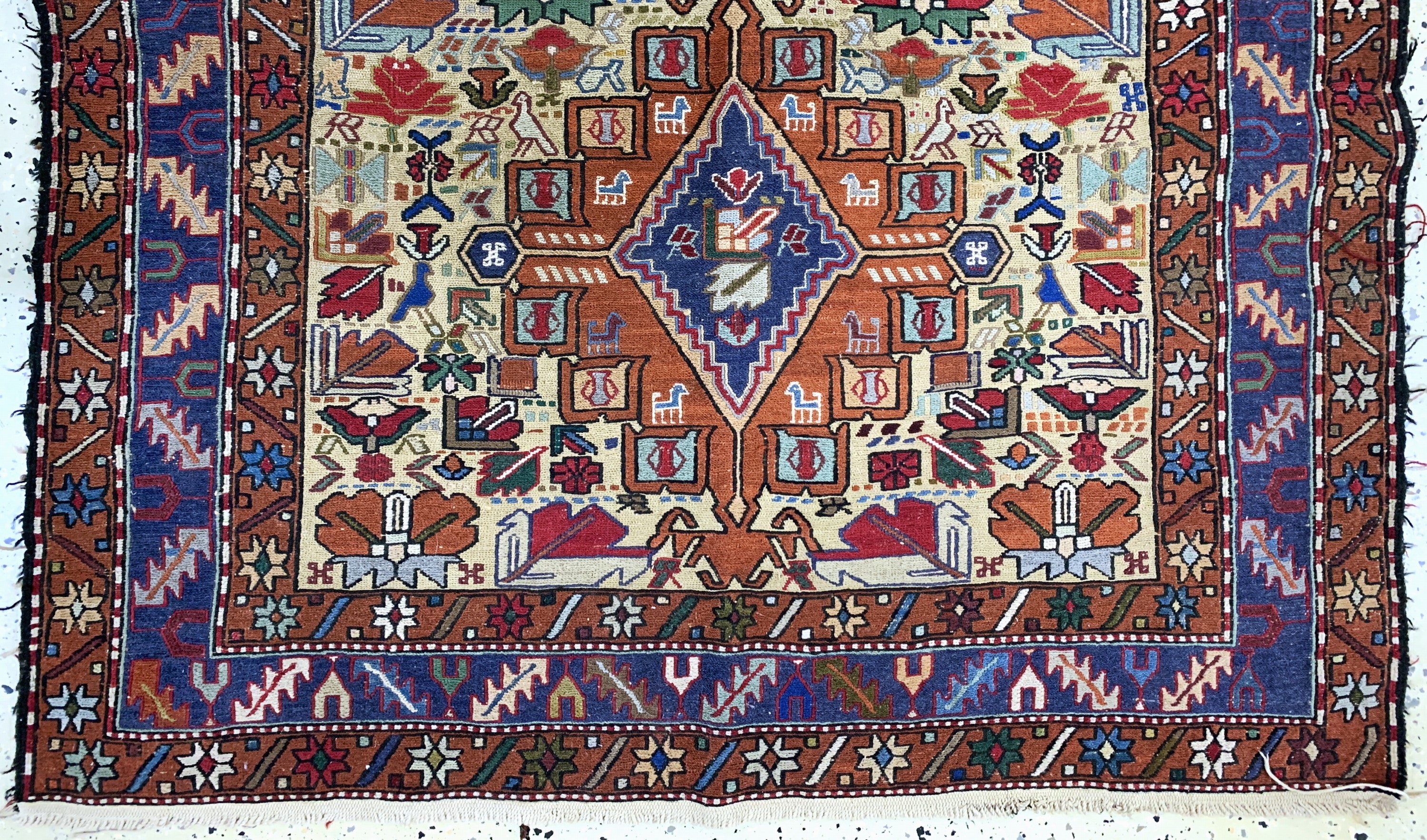 Detail c: Sumakh, Azerbaijan, Ende 20.Jhd, Wolle auf Baumwolle, ca. 195 x 120 cm, EHZ: 2