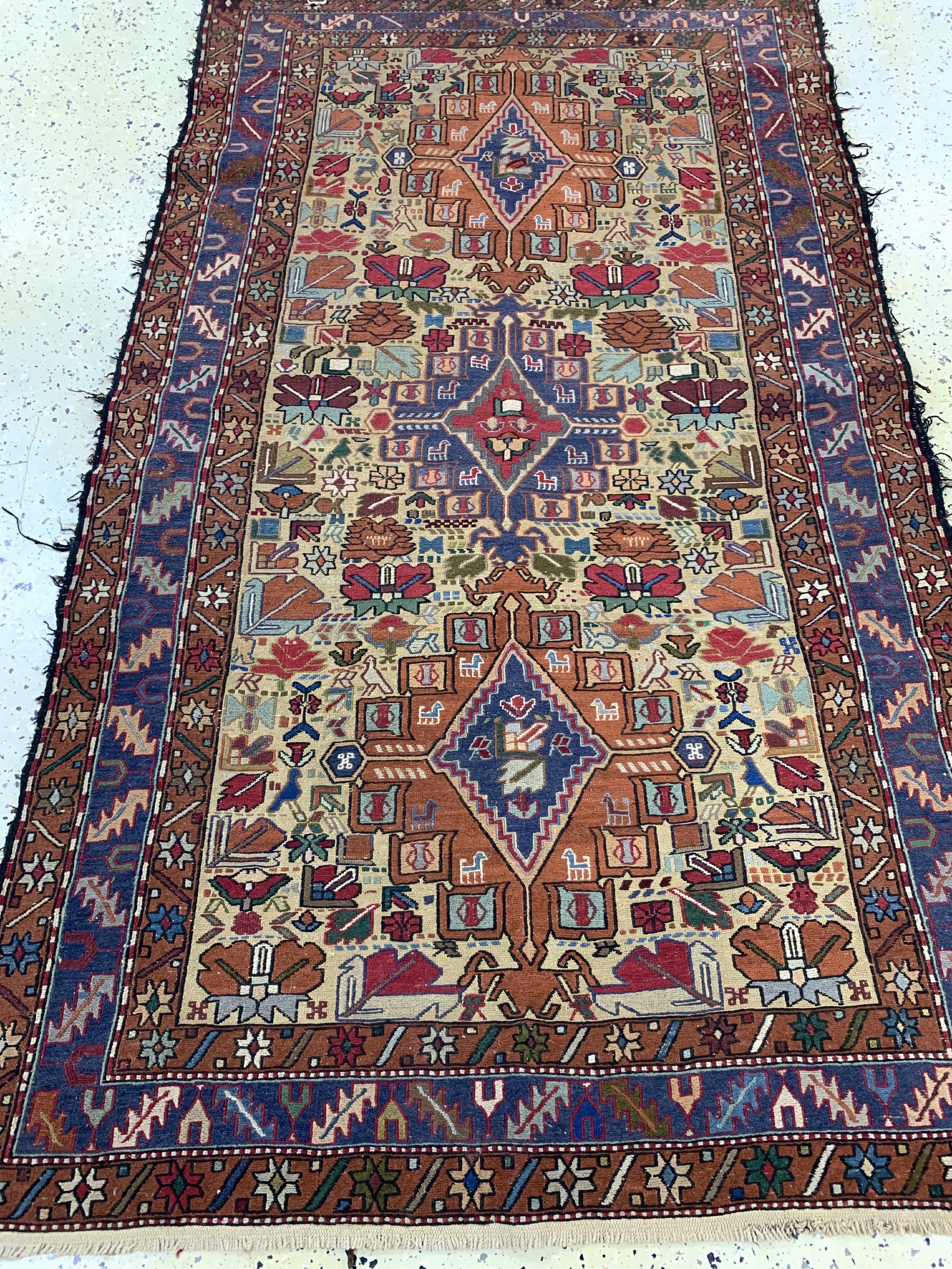 Detail d: Sumakh, Azerbaijan, Ende 20.Jhd, Wolle auf Baumwolle, ca. 195 x 120 cm, EHZ: 2