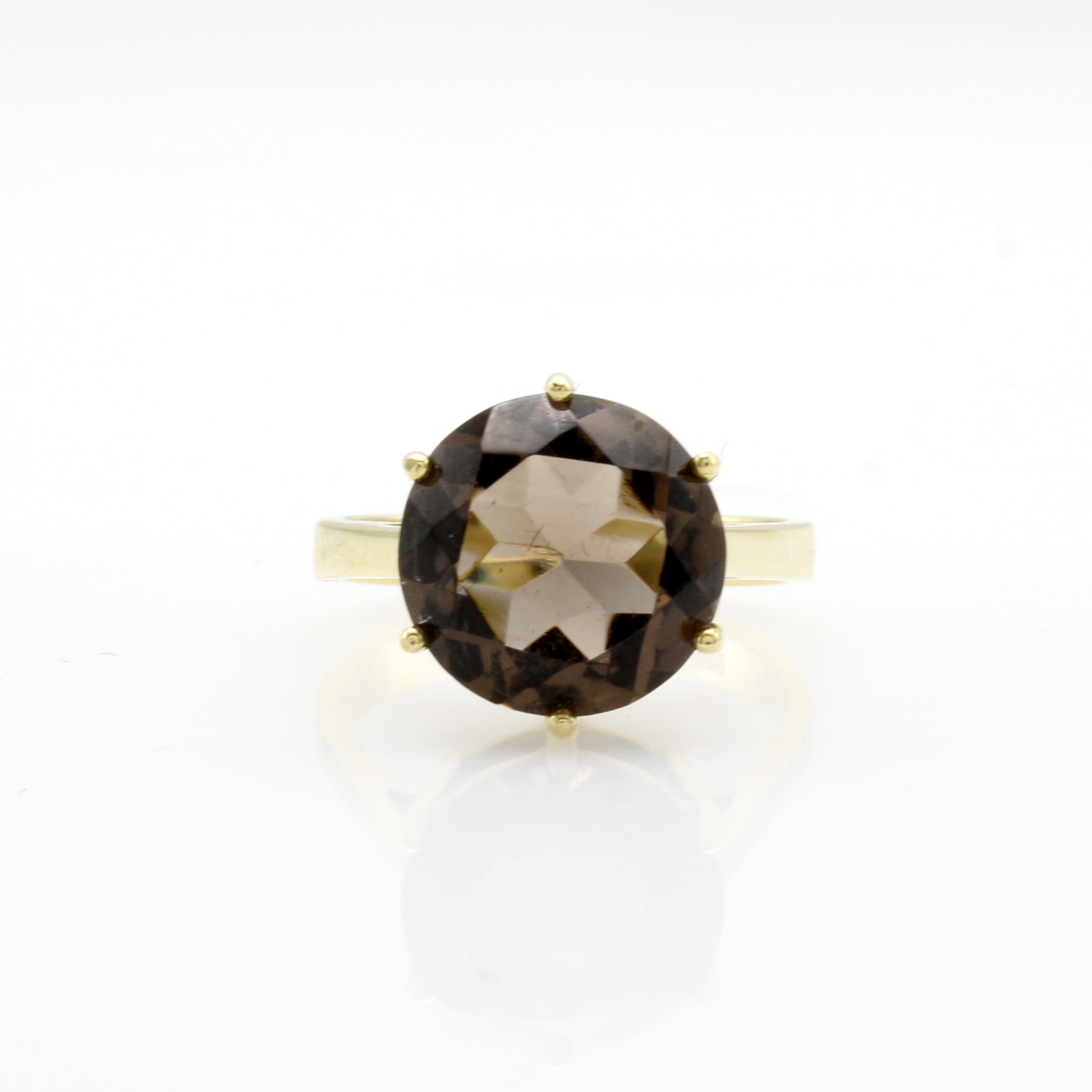 Image 27091452 - Ring mit Rauchquarz, GG 585/000, runder Rauchquarz ca. 12 mm in Krappenfassung, RW ca. ...