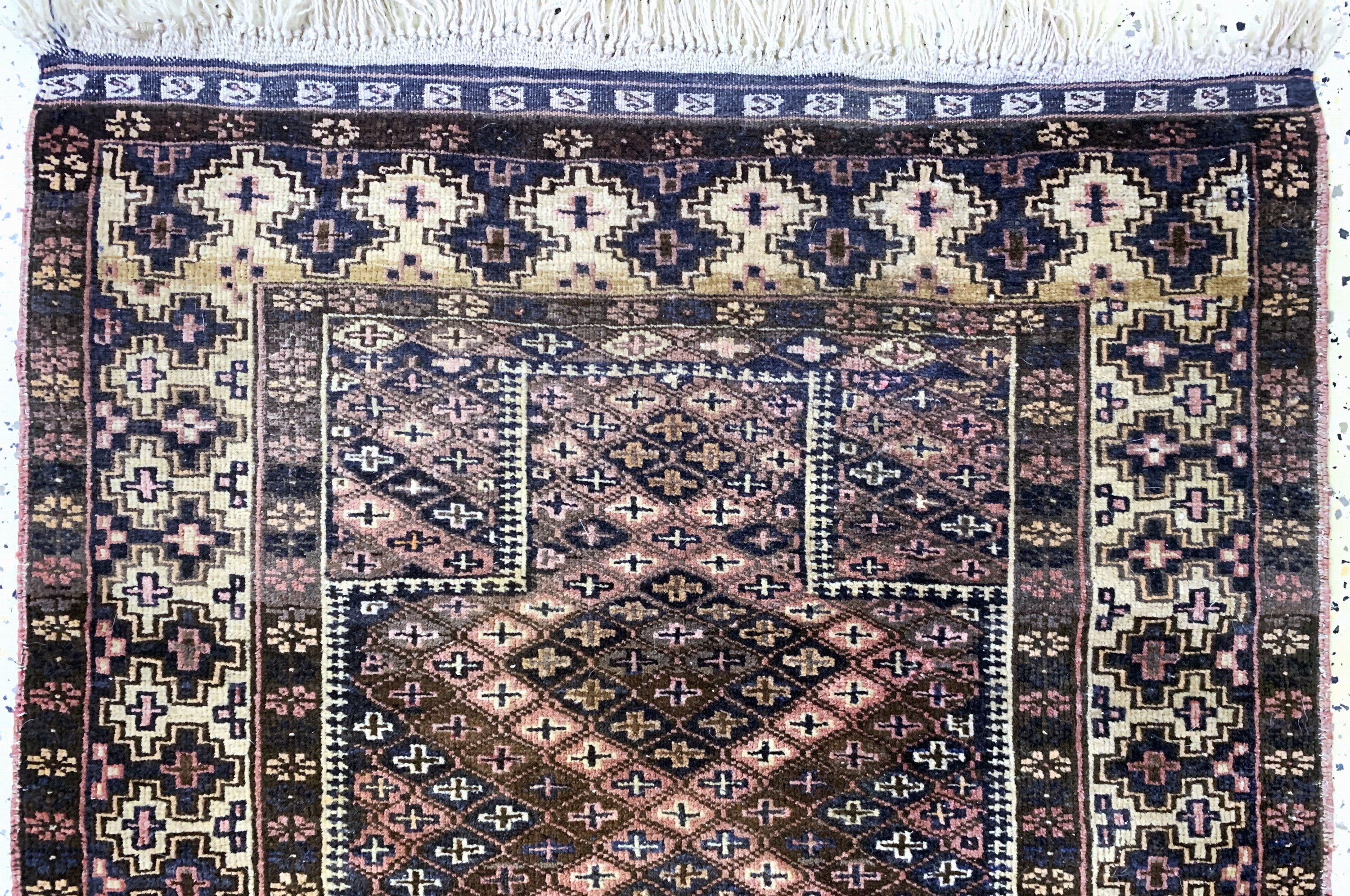 Detail a: Zakini"Gebetsteppich", Afghanistan, Anfang 20.Jhd, Wolle auf Wolle, ca. 127 x 83 cm, EHZ:2