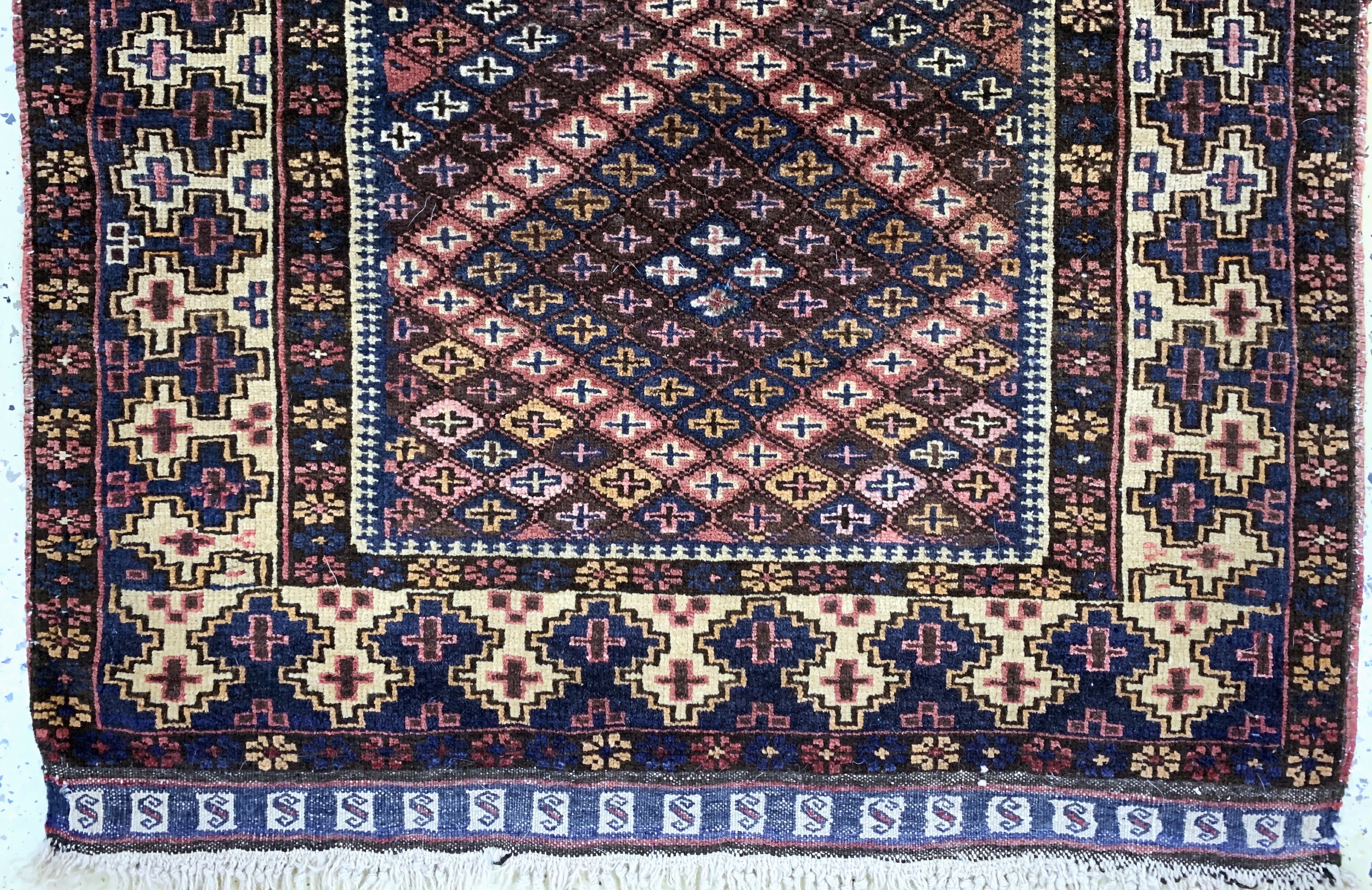 Detail b: Zakini"Gebetsteppich", Afghanistan, Anfang 20.Jhd, Wolle auf Wolle, ca. 127 x 83 cm, EHZ:2