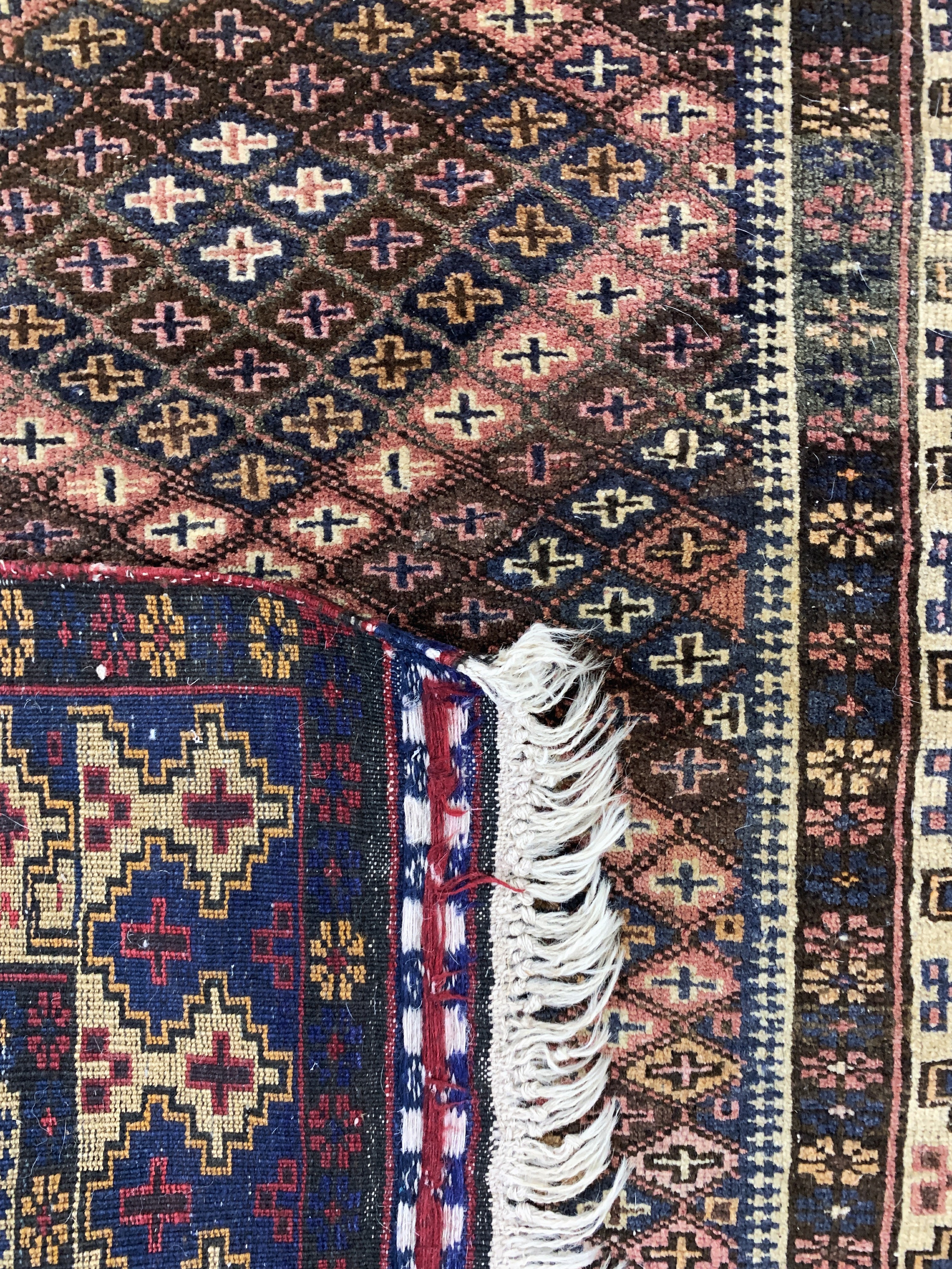 Detail e: Zakini"Gebetsteppich", Afghanistan, Anfang 20.Jhd, Wolle auf Wolle, ca. 127 x 83 cm, EHZ:2