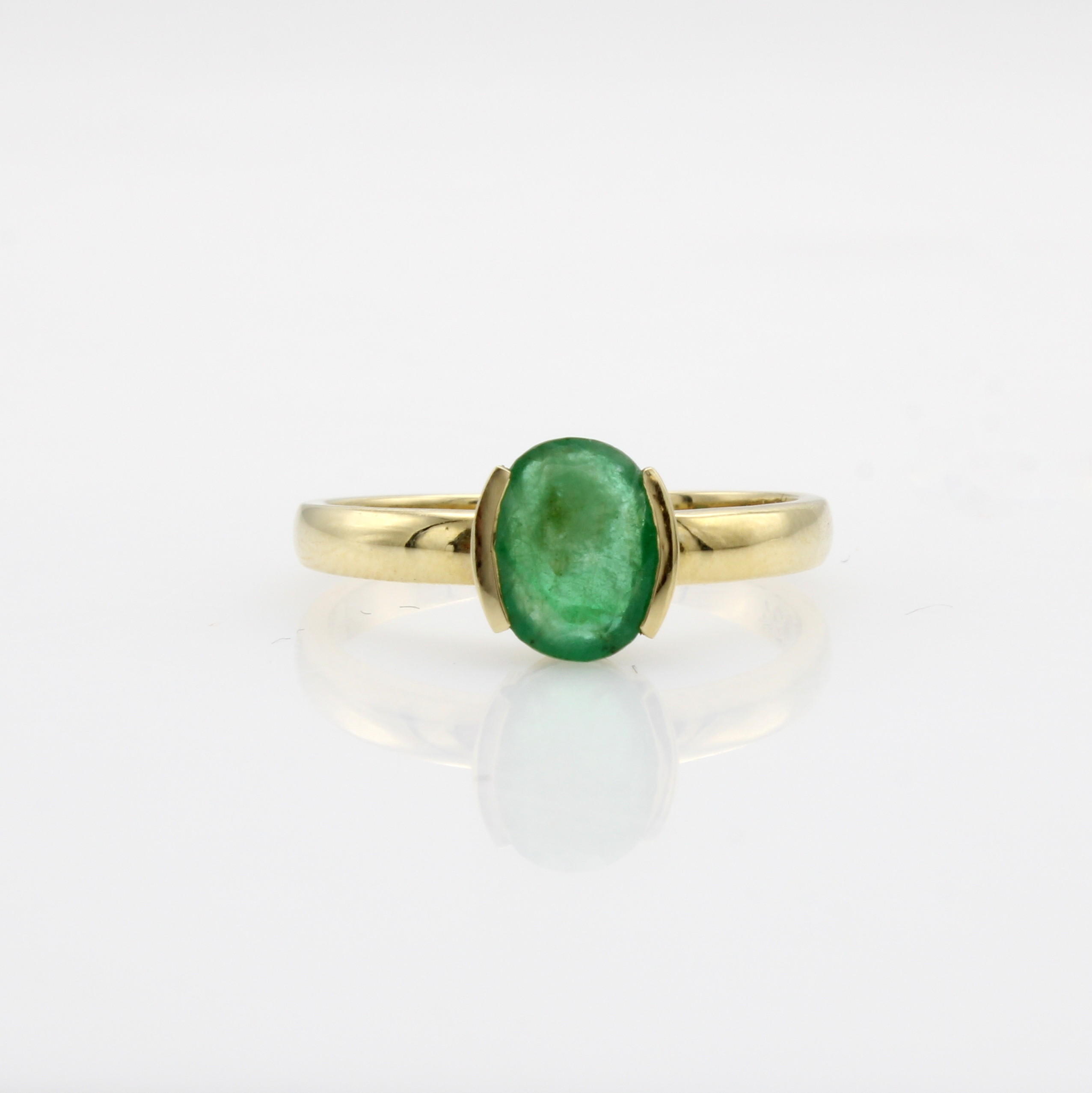 Image 27091456 - Ring mit Smaragd, GG 585/000, ovaler Smaragd in Halbzarge gef. ca. 1.24 ct, RW ca. 56 ...
