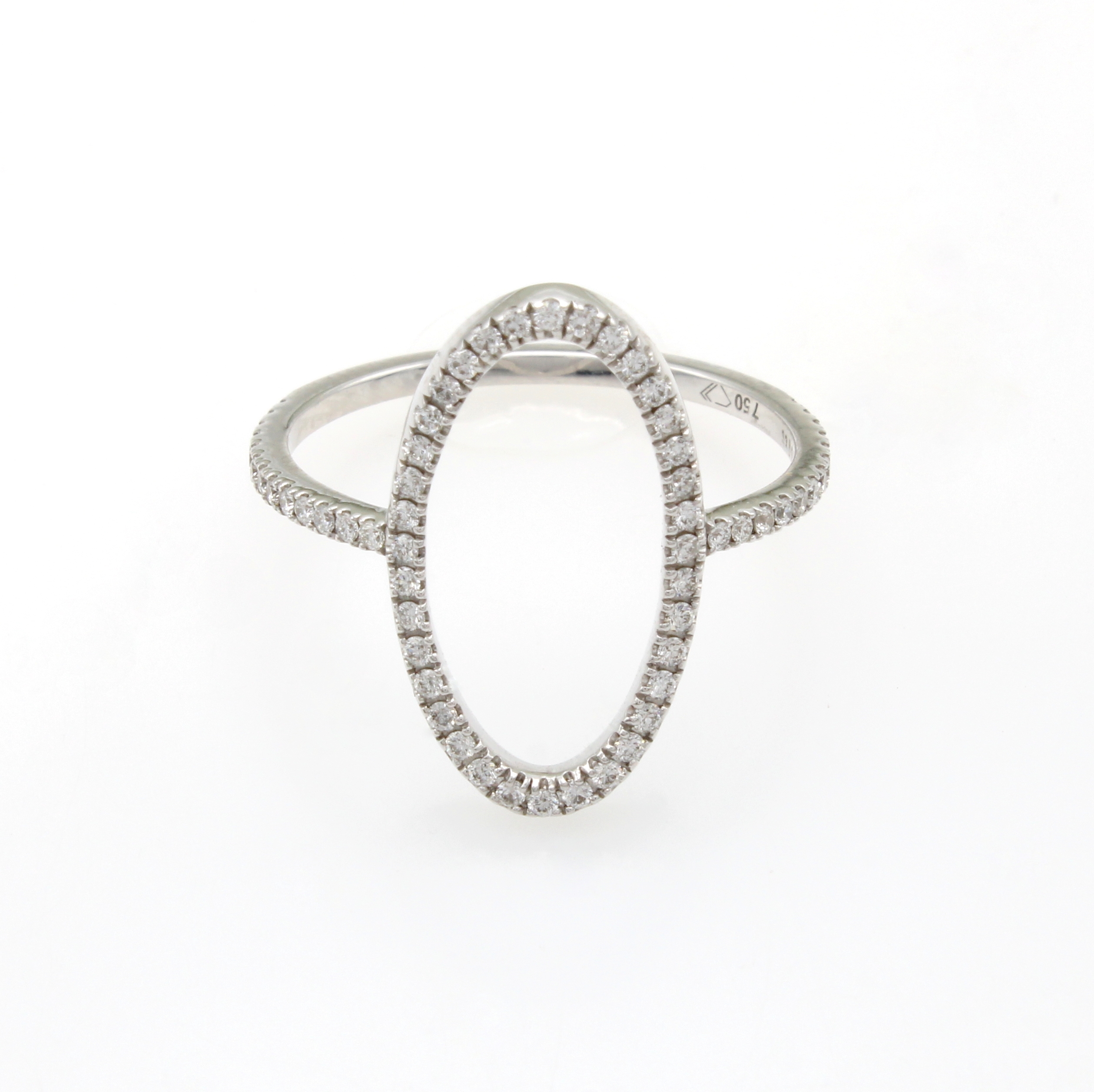 Image 27091461 - Ring mit Brillanten, WG 750/000, schmales Design, ovaler, offener Ringkopf, 62 Brill. ...