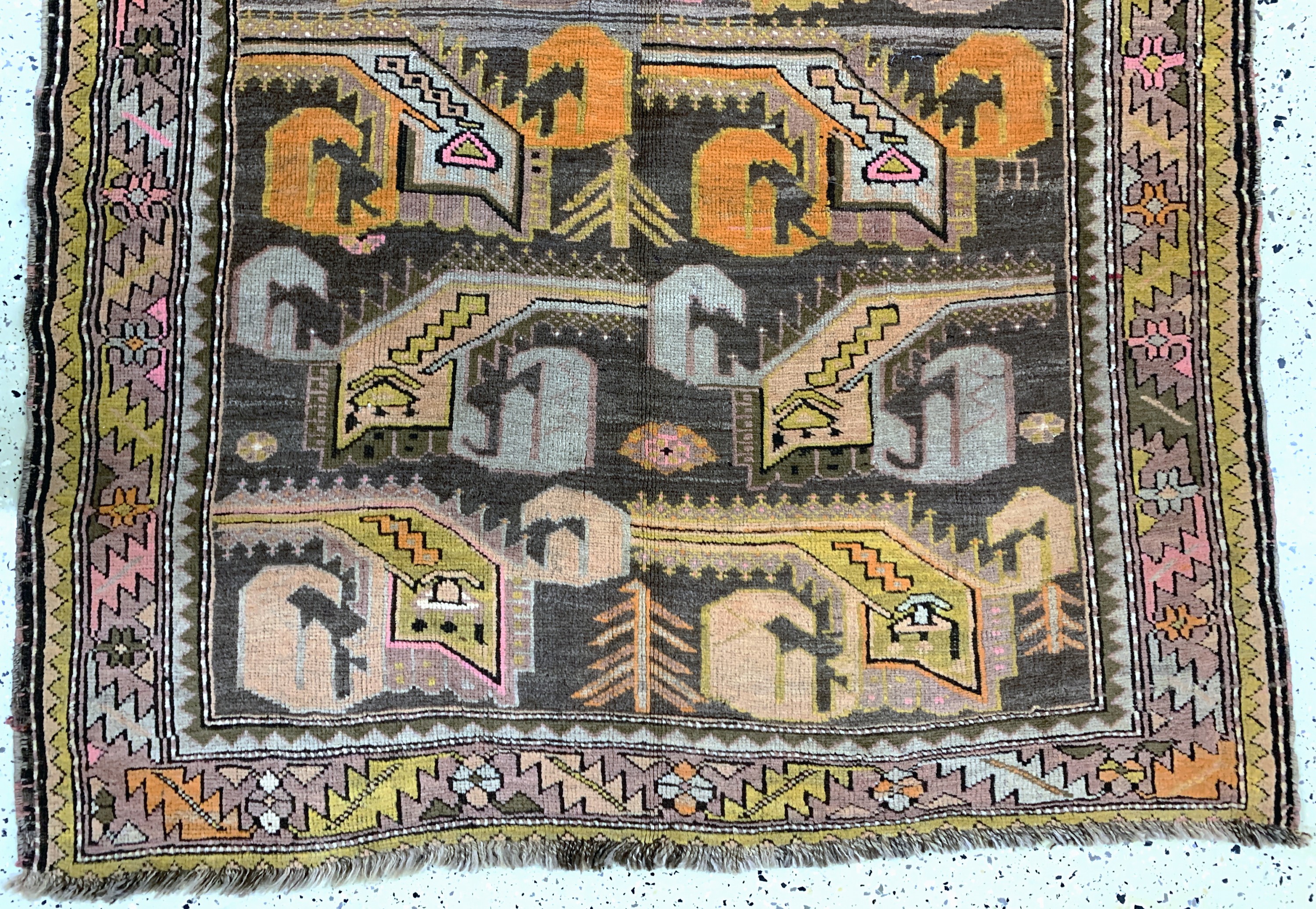Detail d: Karabagh antik, Kaukasus, um 1900, Wolle auf Wolle, ca. 280 x 132 cm, EHZ: 3