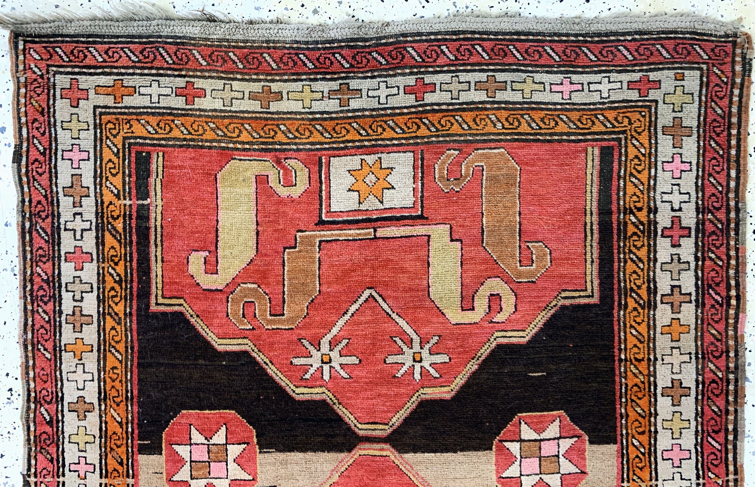 Detail a: "Wolkenband"Kazak antik, Kaukasus, um 1900,Wolle auf Wolle, ca. 260 x 130 cm, EHZ: 2-3