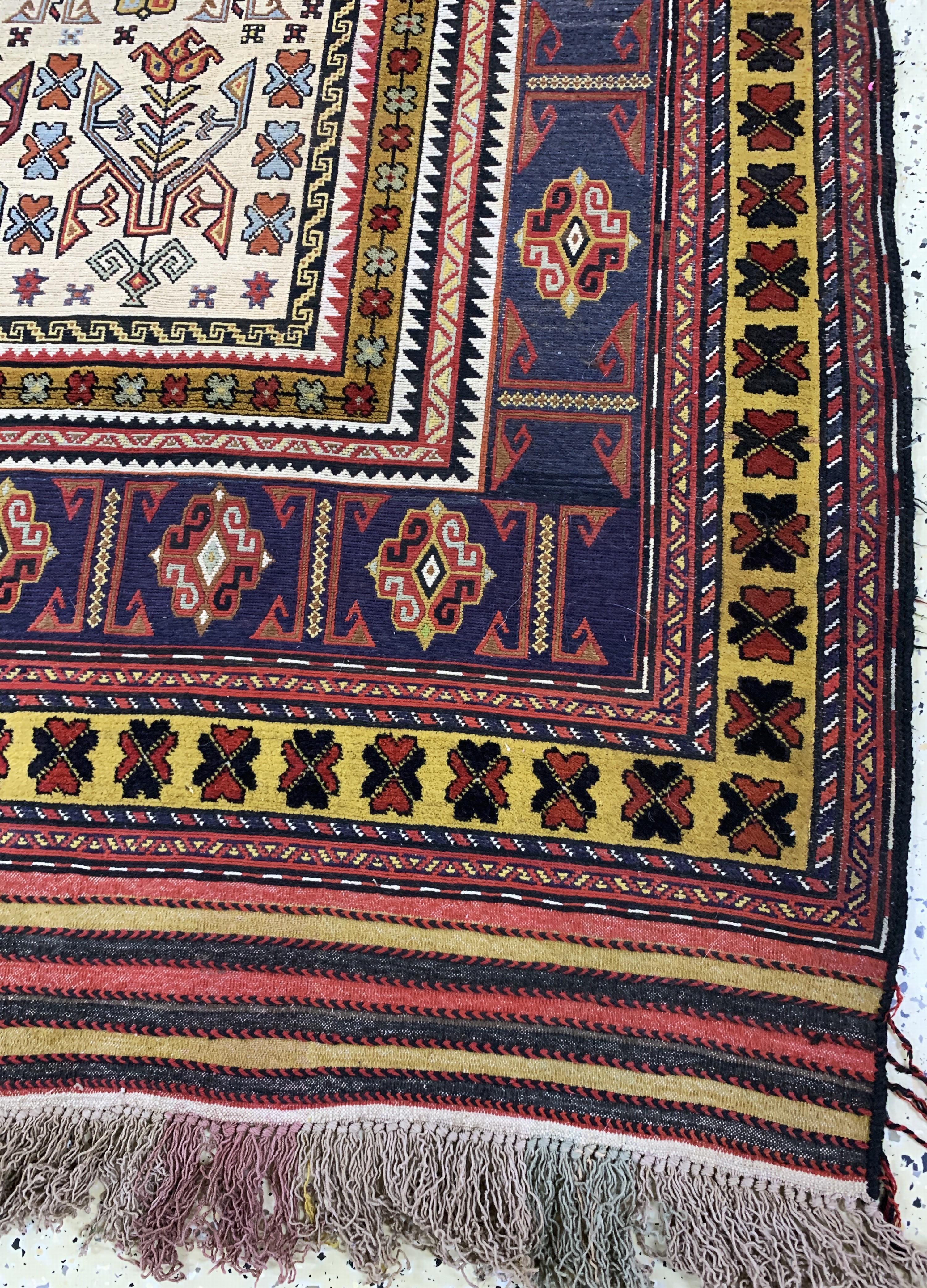 Detail a: Sumakh"relief"alt, Türkei, Mitte 20.Jhd, Wolle auf Wolle, ca. 260 x 165 cm, EHZ: 2