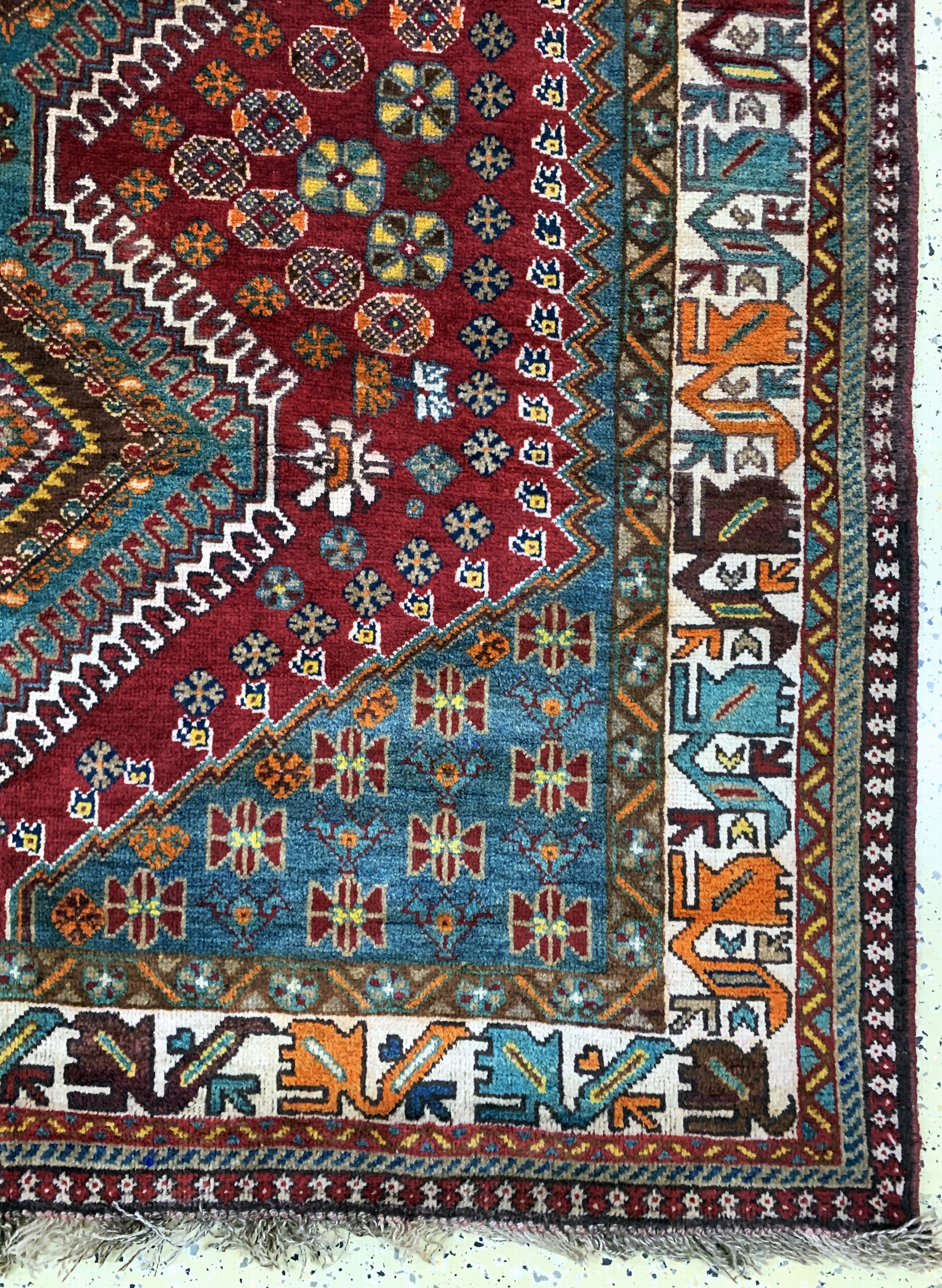 Detail a: Ghaschgai alt, Persien, Anfang 20.Jhd, Wolle auf Wolle, ca. 265 x 155 cm, EHZ: 2