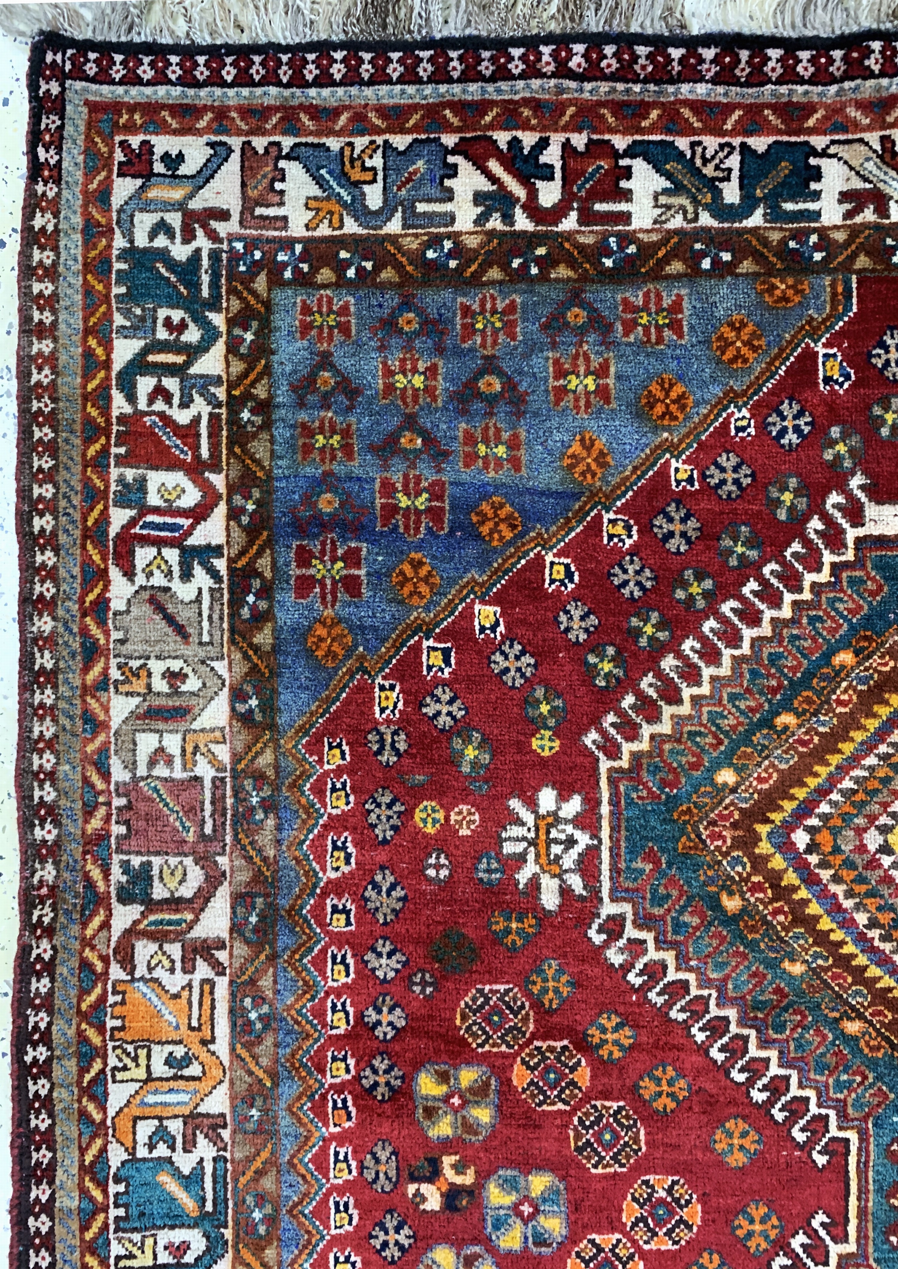 Detail d: Ghaschgai alt, Persien, Anfang 20.Jhd, Wolle auf Wolle, ca. 265 x 155 cm, EHZ: 2