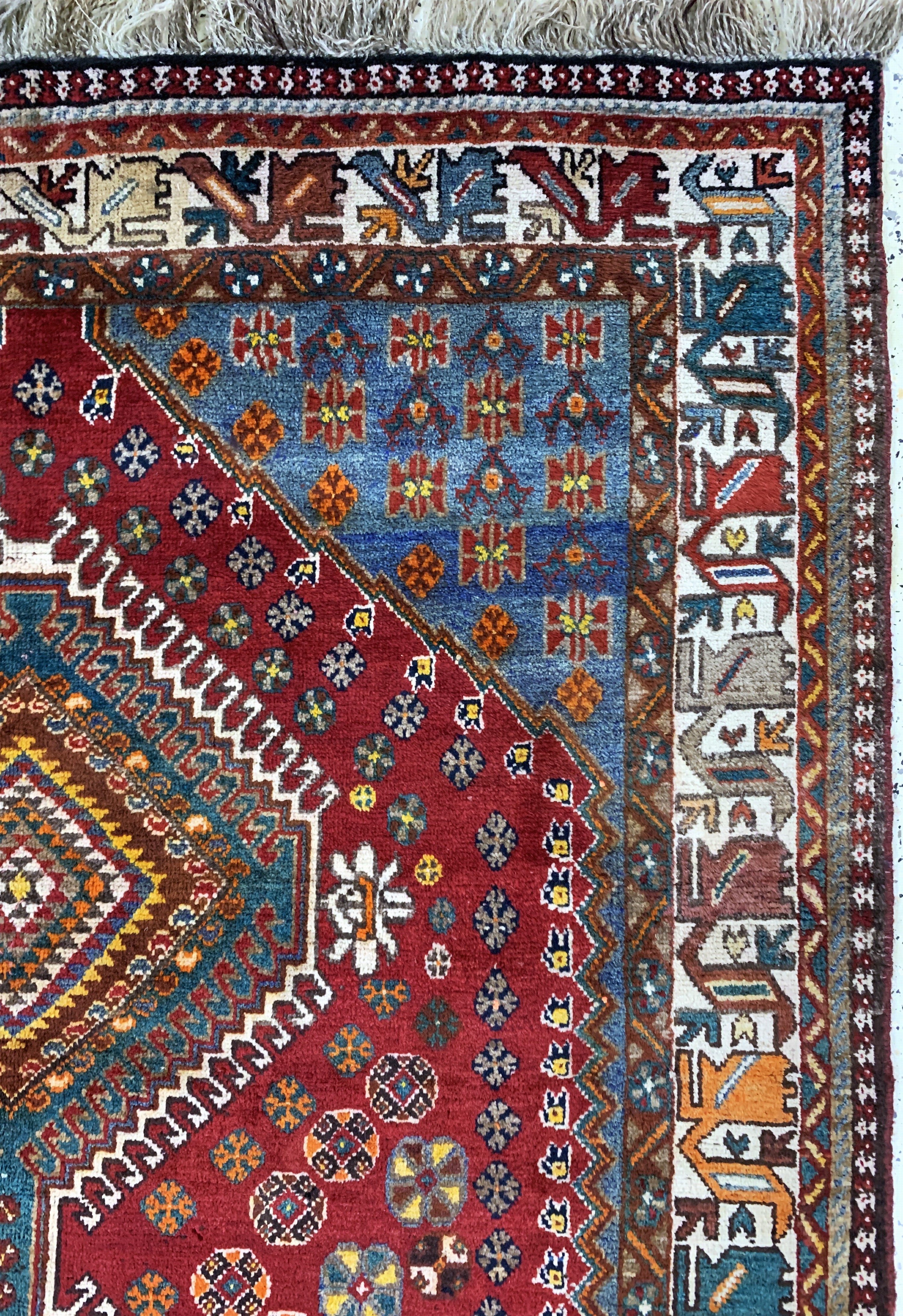 Detail e: Ghaschgai alt, Persien, Anfang 20.Jhd, Wolle auf Wolle, ca. 265 x 155 cm, EHZ: 2