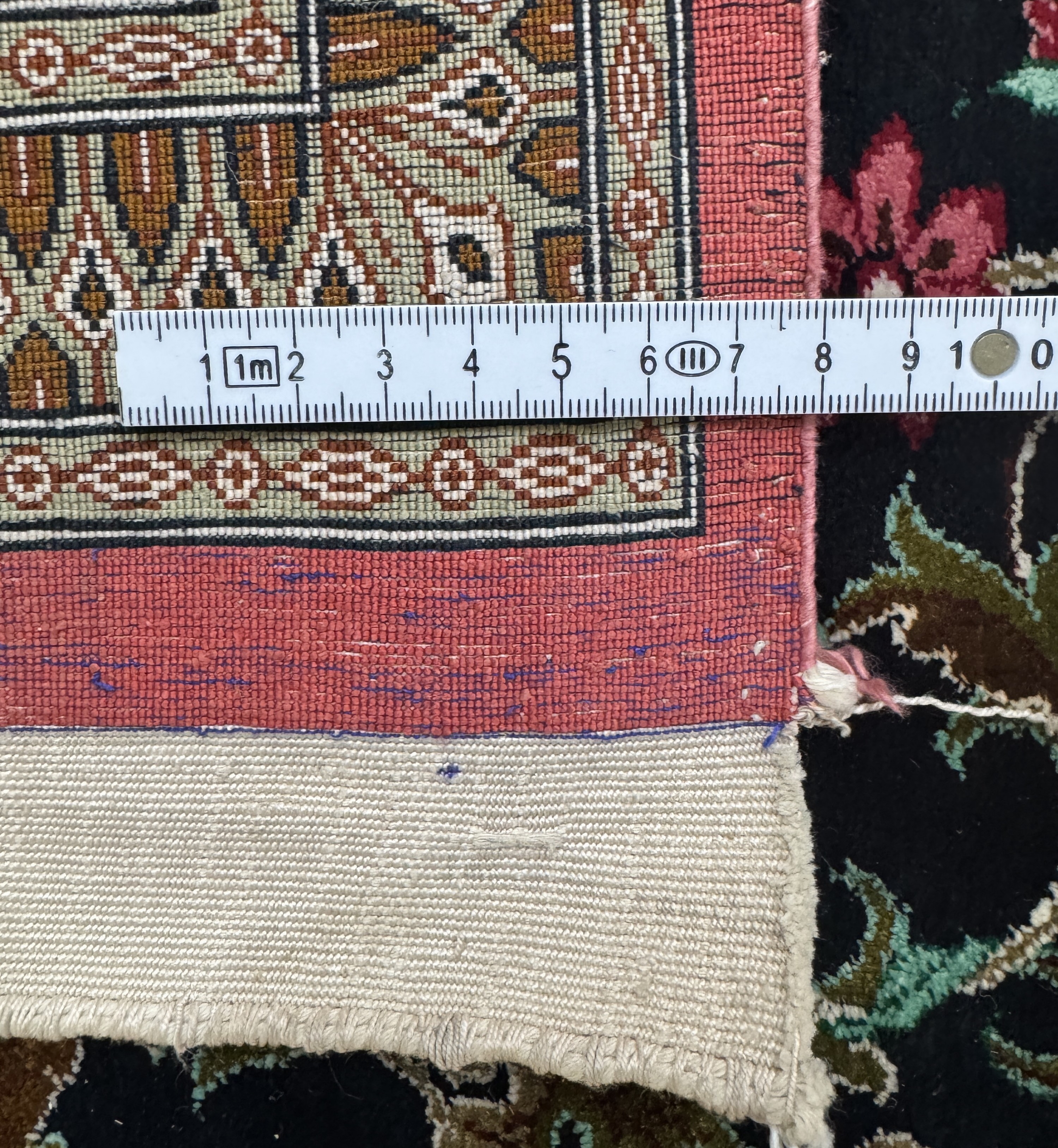 Detail f: Ghom Seide fein, Persien, Ende 20.Jhd, reine Naturseide, ca. 200 x 140 cm, ca. 1,0 Mio. Kn/qm, EHZ: 1-2