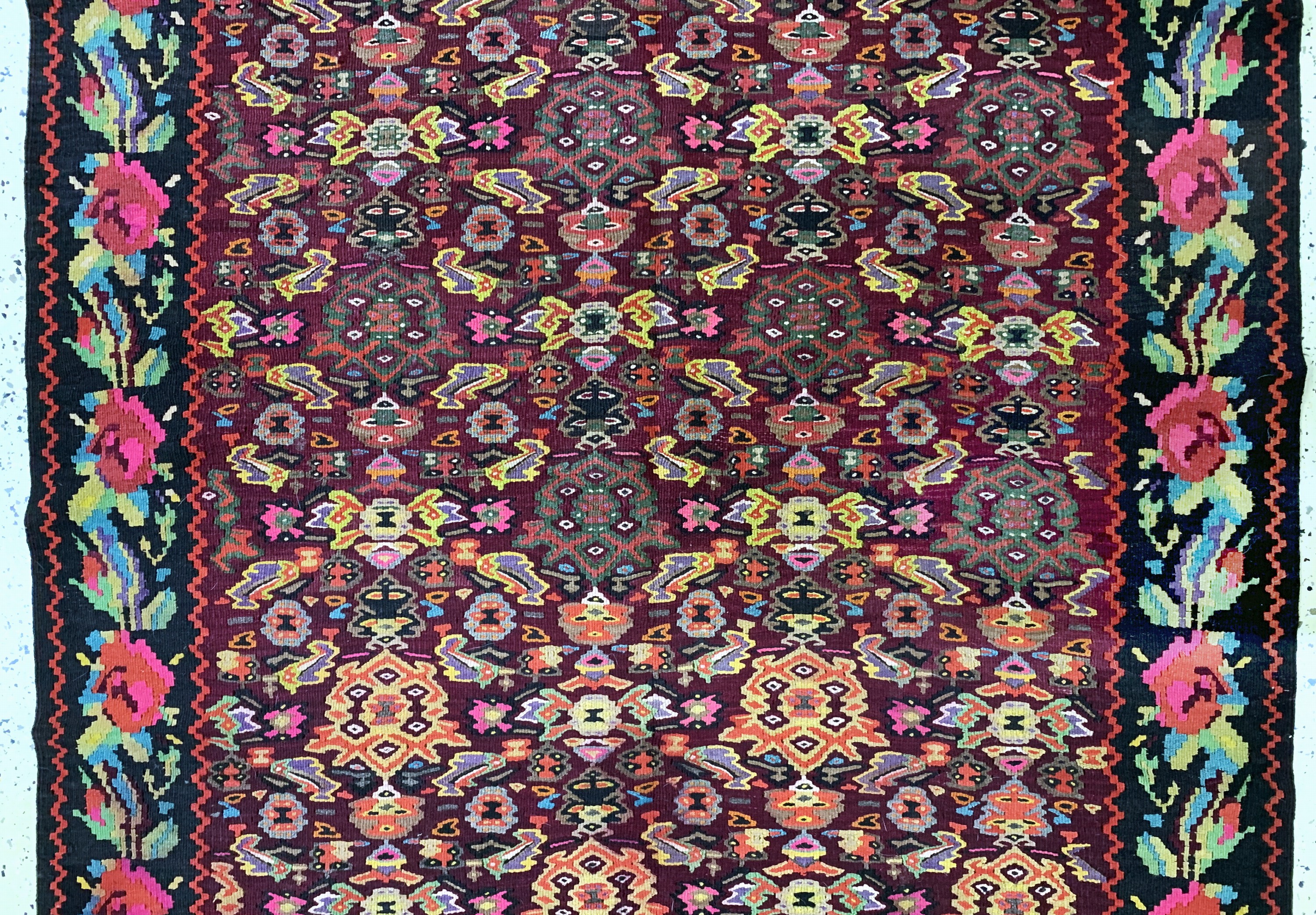 Detail c: Karabagh Kelim alt, Kaukasus, Anfang 20.Jhd, Wolle auf Wolle, ca. 370 x 150 cm, EHZ: 2