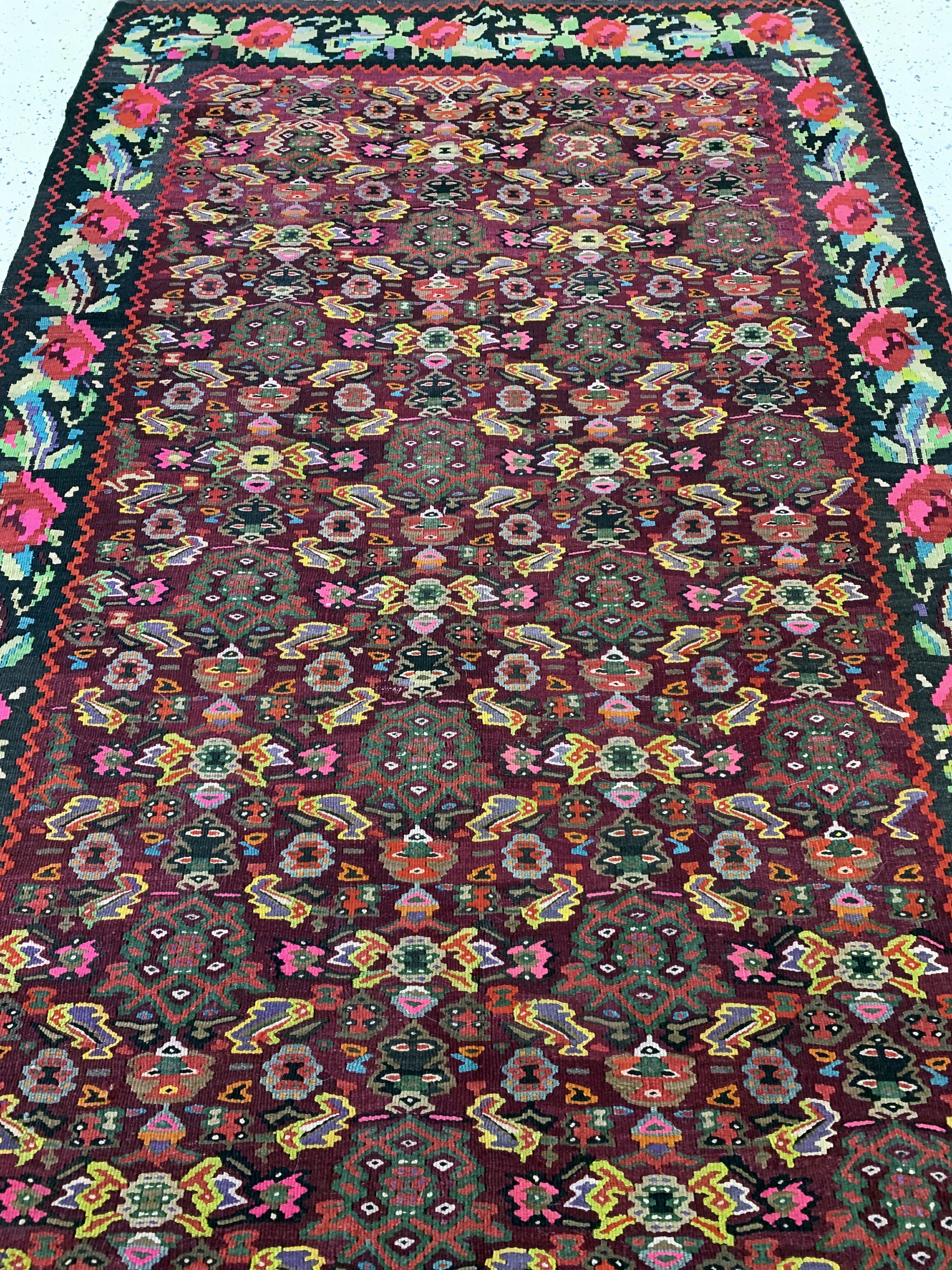 Detail e: Karabagh Kelim alt, Kaukasus, Anfang 20.Jhd, Wolle auf Wolle, ca. 370 x 150 cm, EHZ: 2